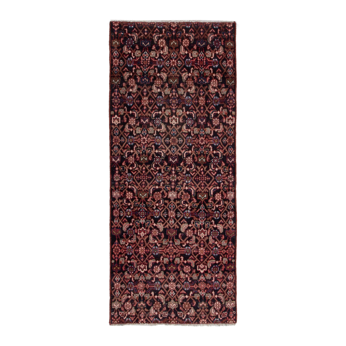 Persian Hamedan accent rug in burgundy and terracotta, 2'6" x 5'10"