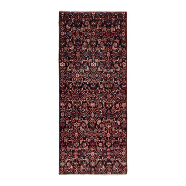 Persian Hamedan accent rug in burgundy and terracotta, 2'6" x 5'10"