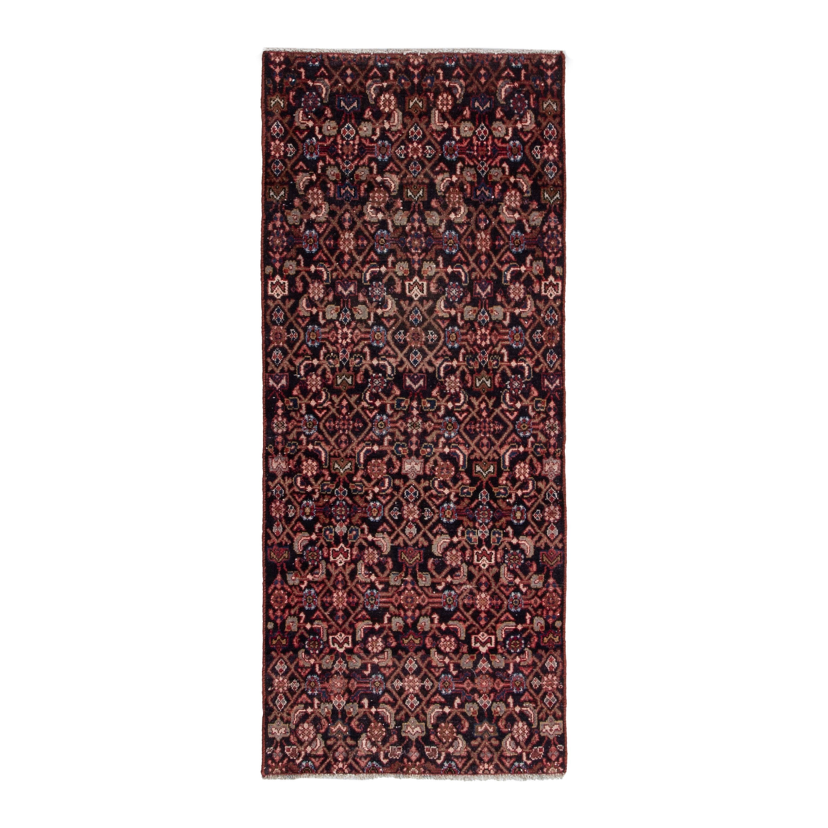 Persian Hamedan accent rug in burgundy and terracotta, 2'6" x 5'10"