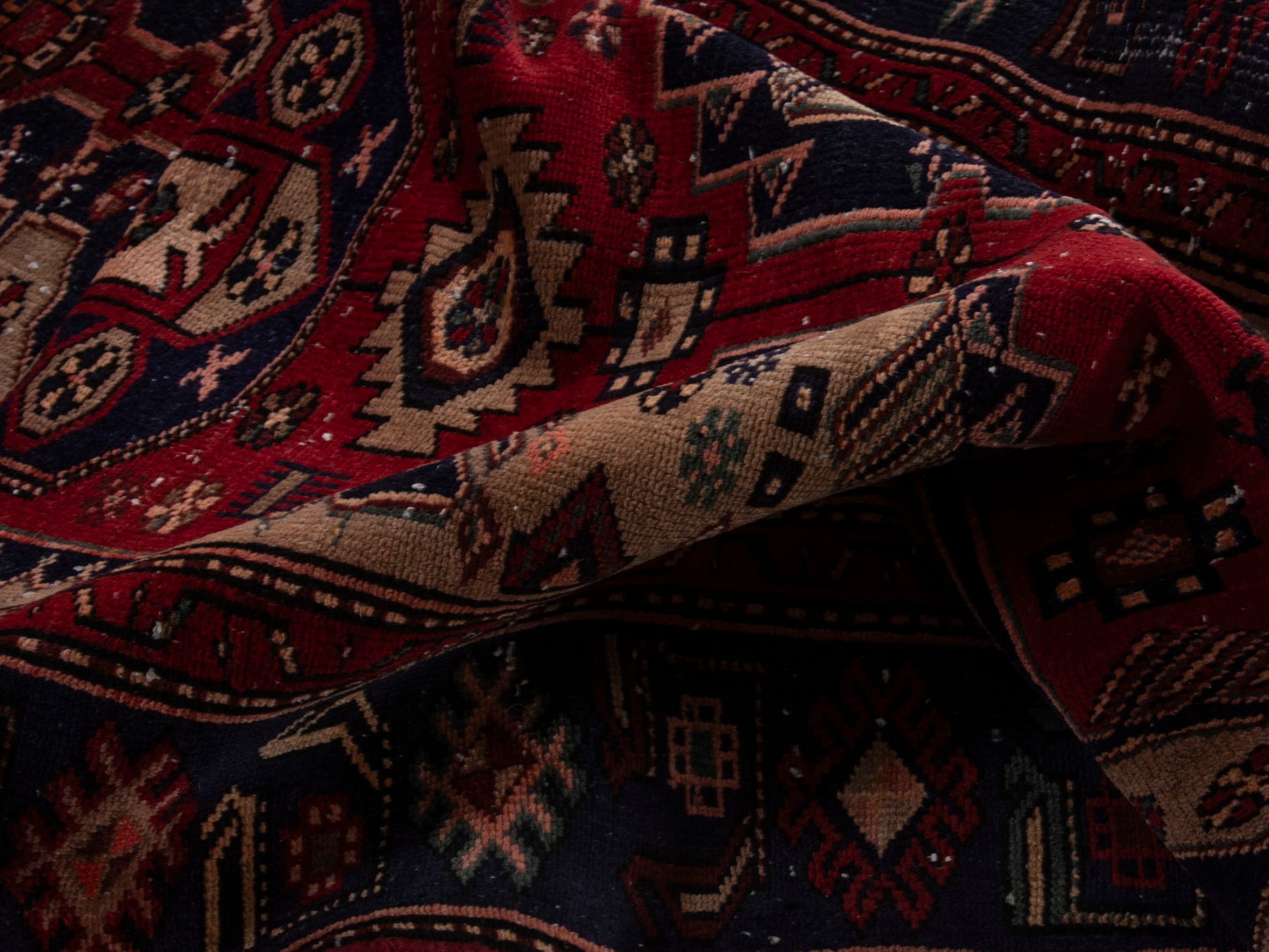 Persian Zanjan area rug in deep red and burgundy, view 16 of 18