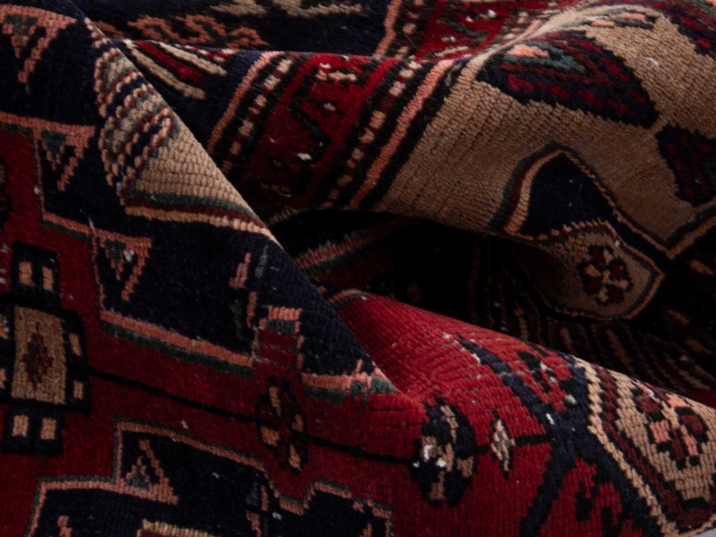 Persian Zanjan area rug in deep red and burgundy, view 17 of 18