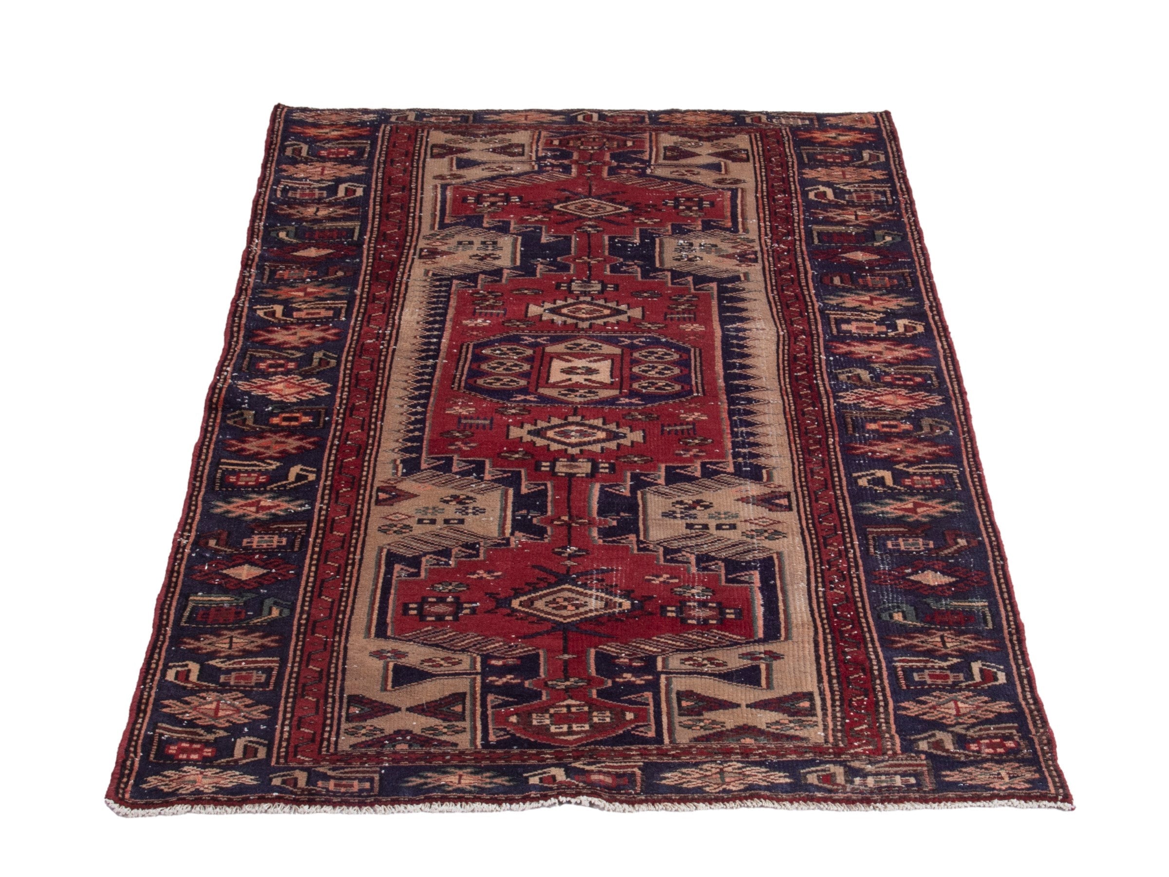 Persian Zanjan area rug in deep red and burgundy, view 2 of 18