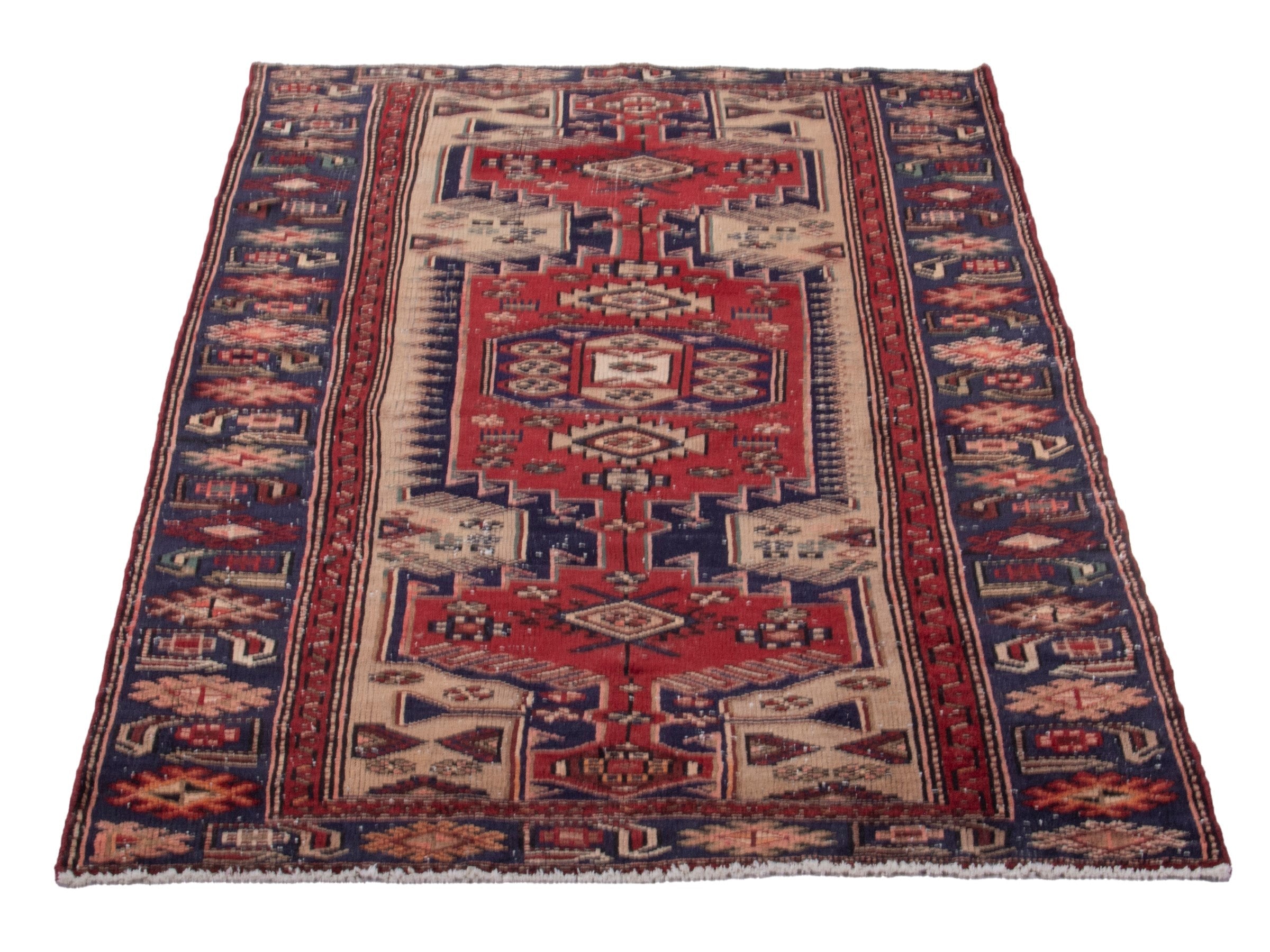 Persian Zanjan area rug in deep red and burgundy, view 3 of 18