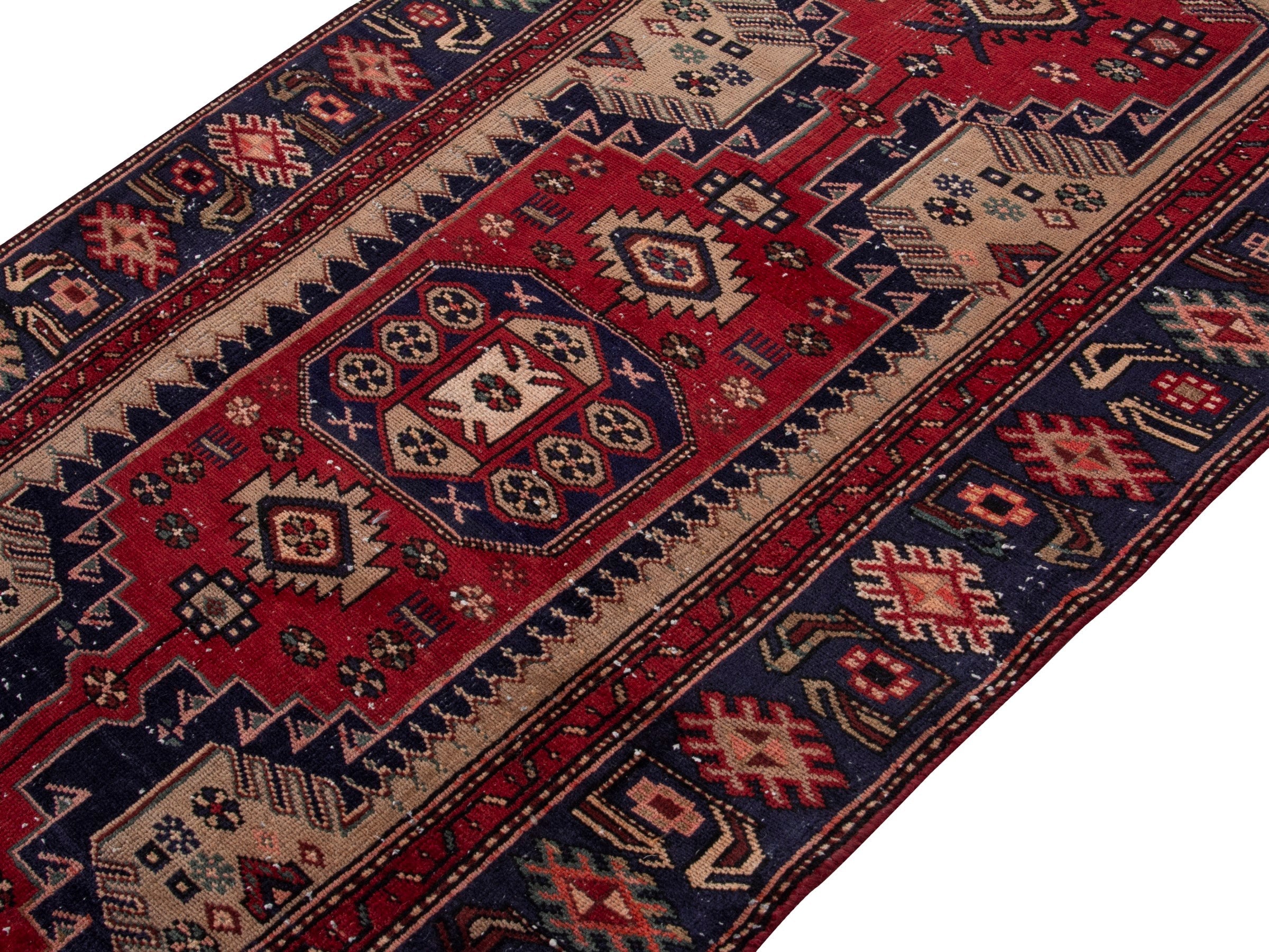 Persian Zanjan area rug in deep red and burgundy, view 4 of 18
