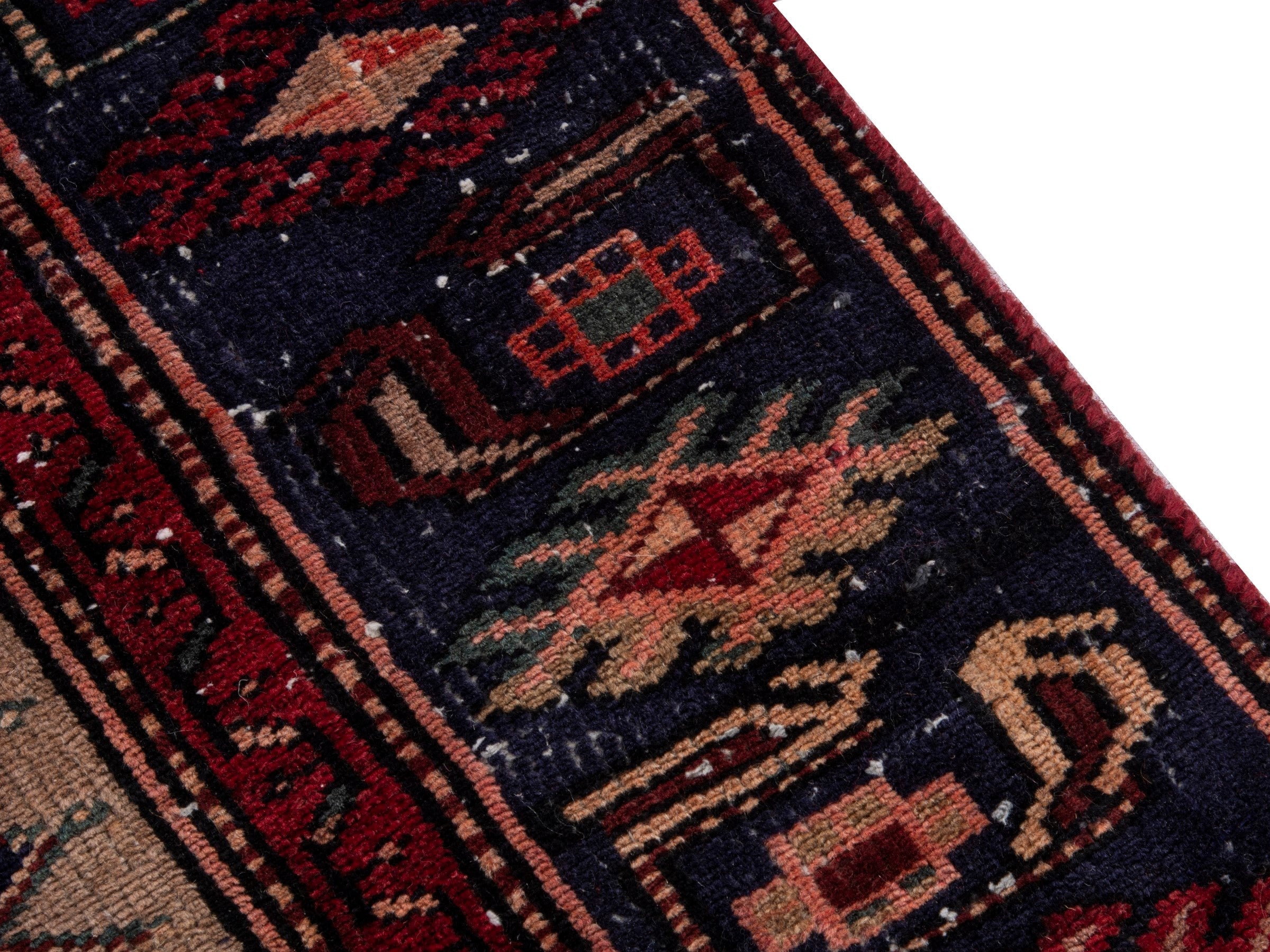 Persian Zanjan area rug in deep red and burgundy, view 7 of 18
