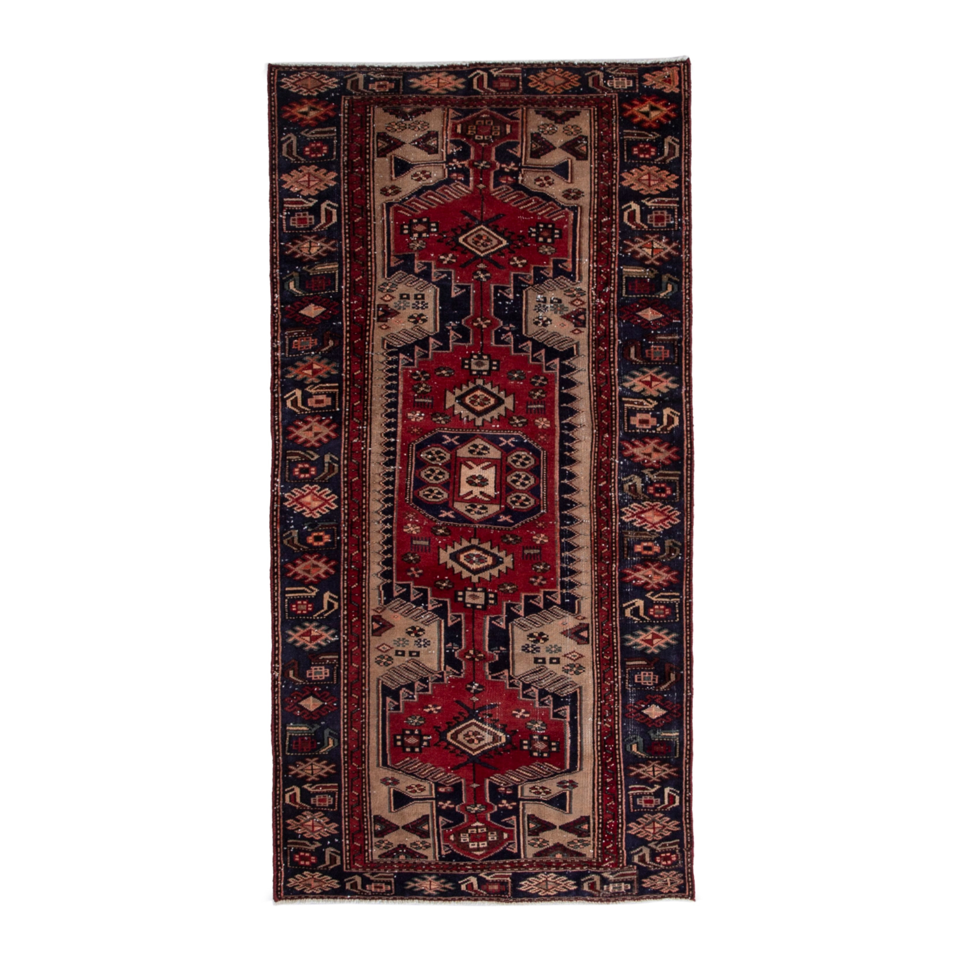 Persian Zanjan area rug in deep red and burgundy, 3'8" x 6'11"