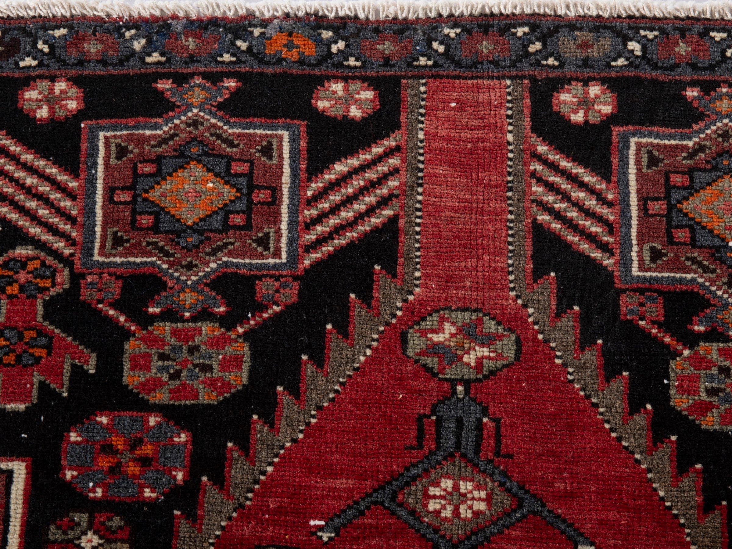 Persian Saveh accent rug in burgundy and black cherry, view 14 of 18