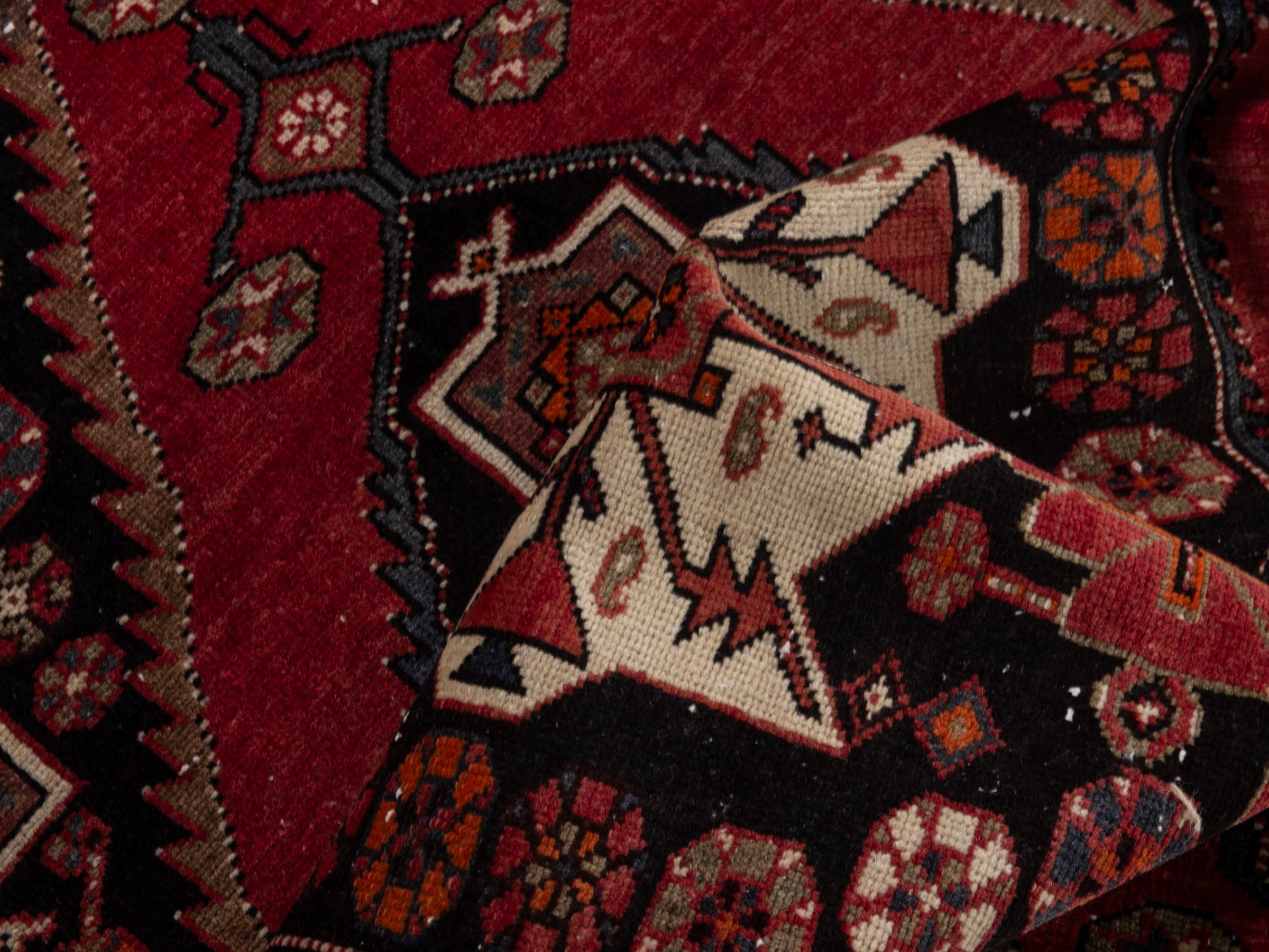 Persian Saveh accent rug in burgundy and black cherry, view 15 of 18