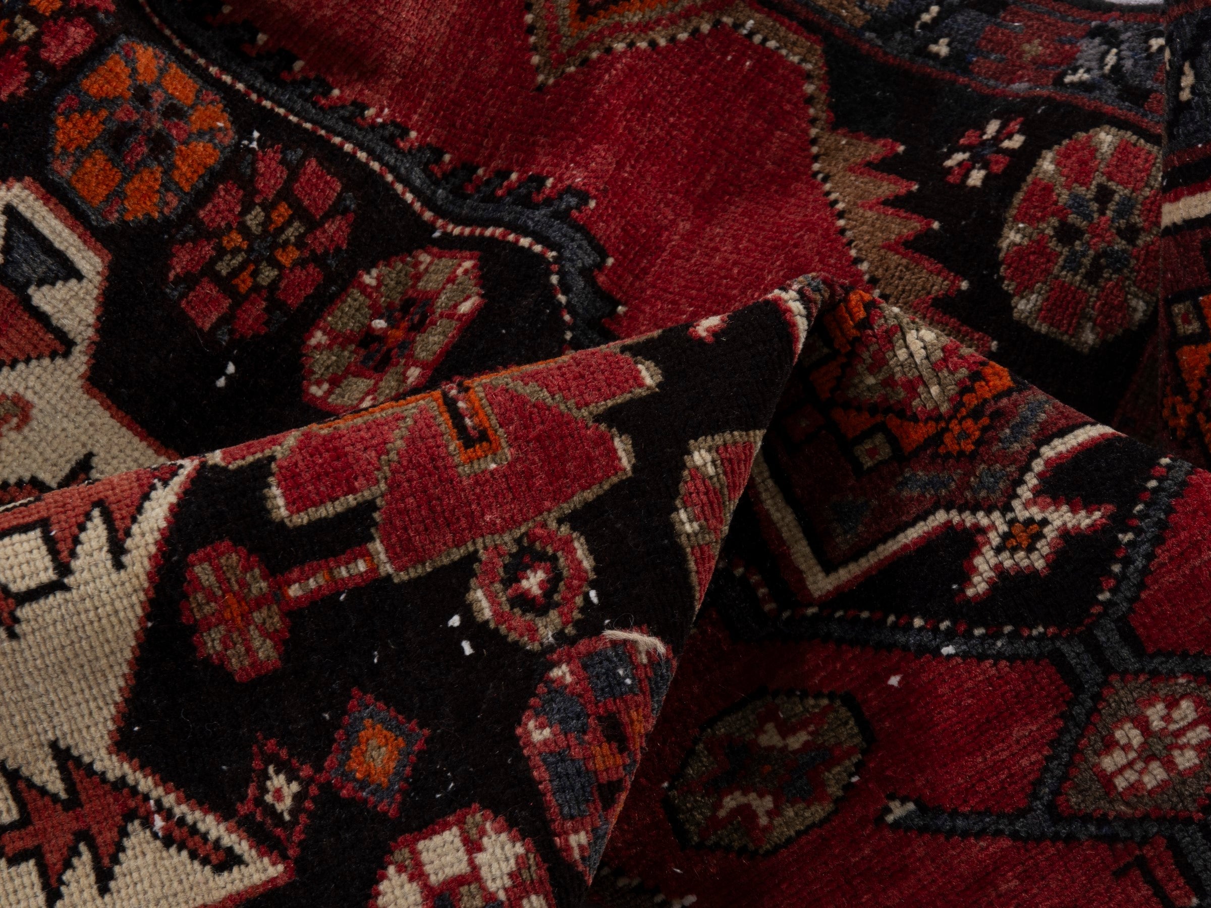 Persian Saveh accent rug in burgundy and black cherry, view 16 of 18