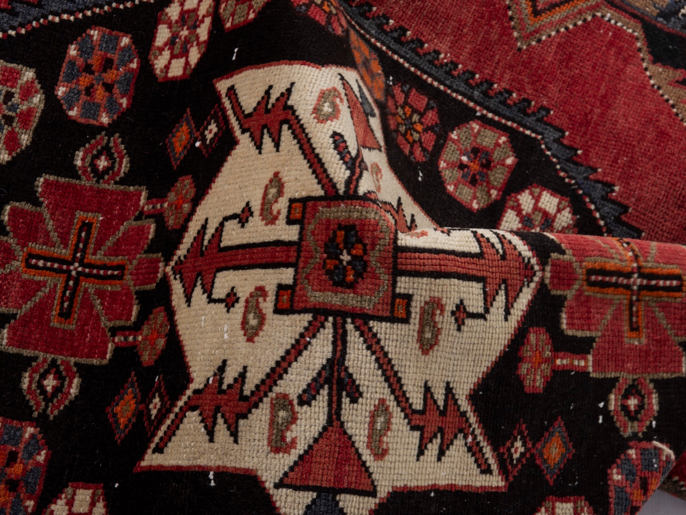 Persian Saveh accent rug in burgundy and black cherry, view 17 of 18