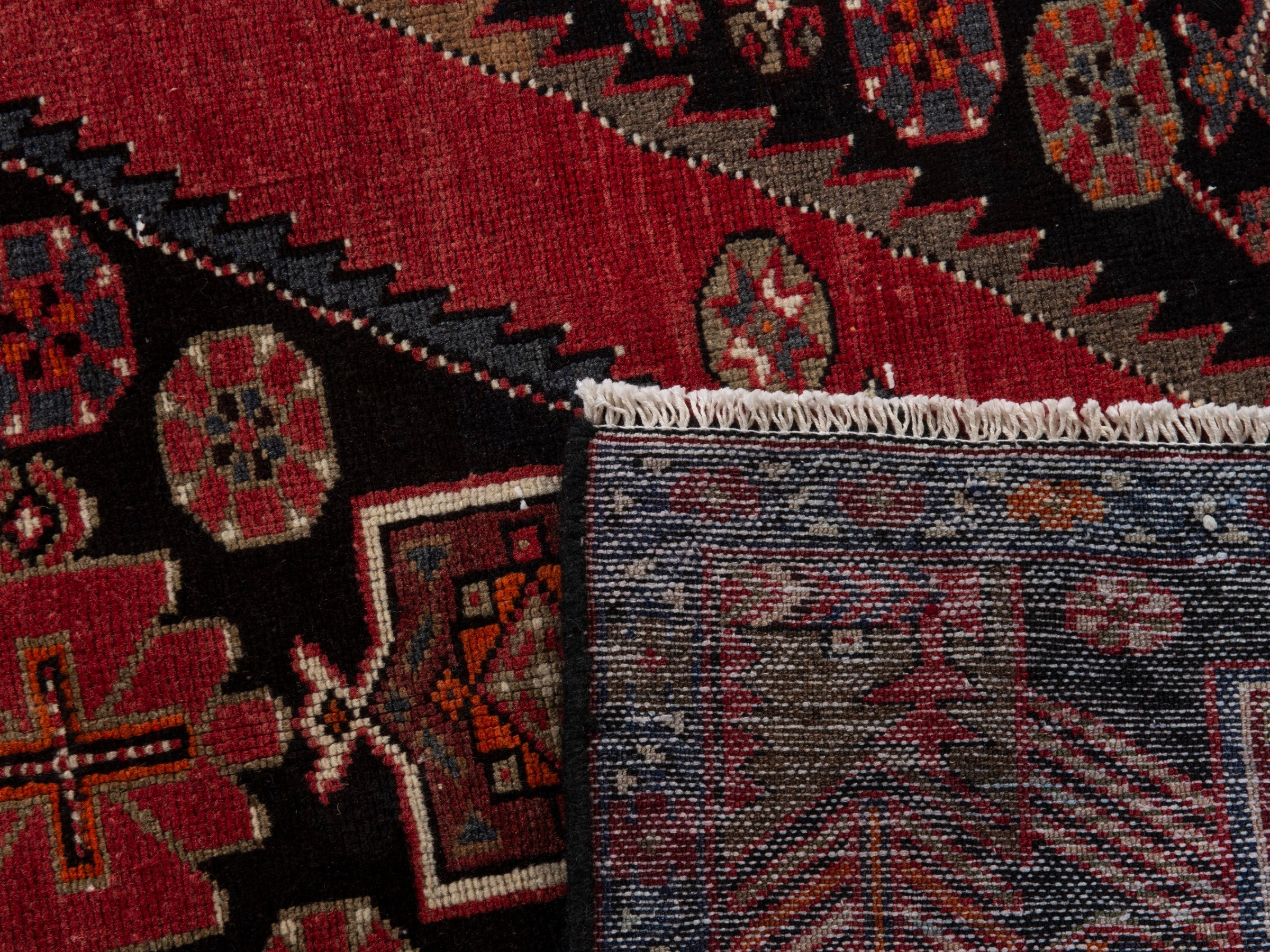 Persian Saveh accent rug in burgundy and black cherry, view 18 of 18
