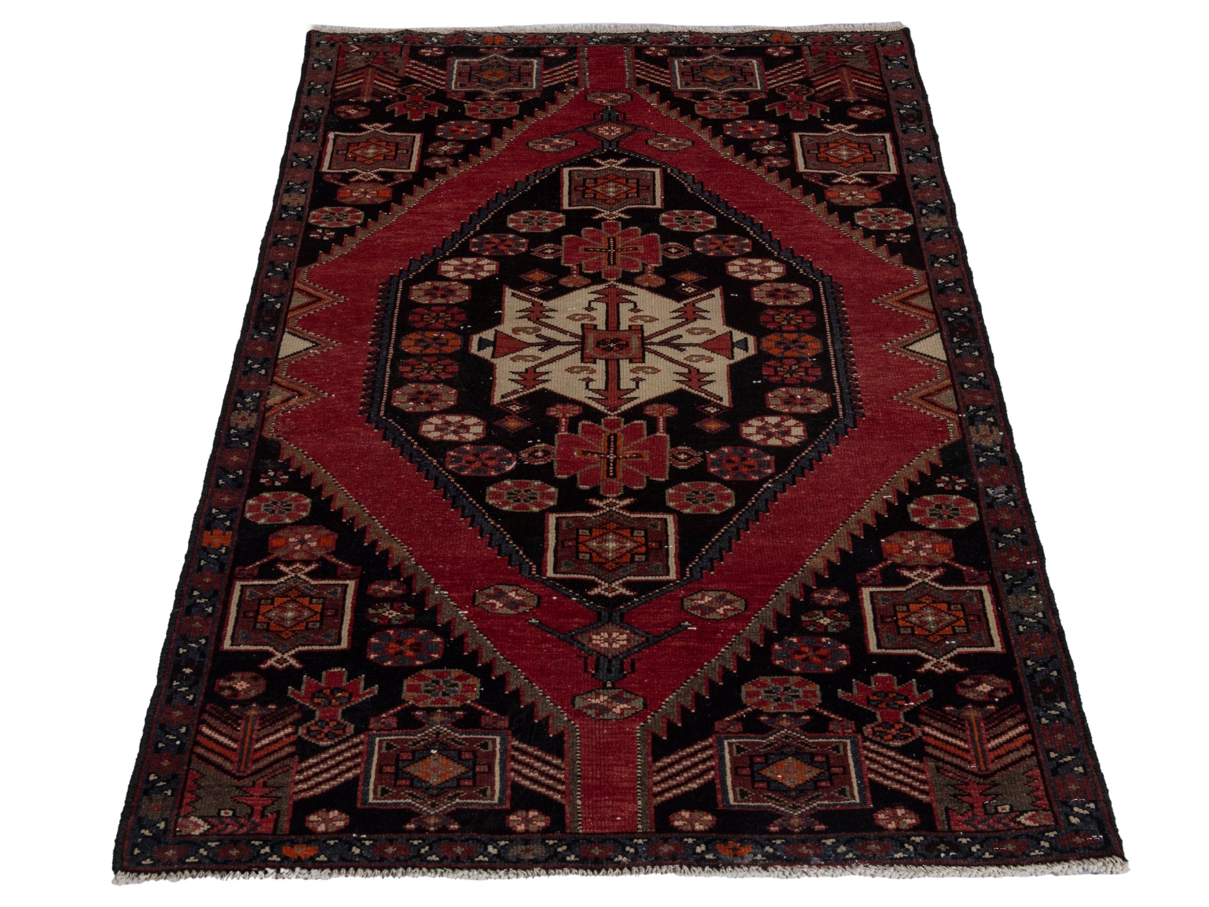 Persian Saveh accent rug in burgundy and black cherry, view 2 of 18