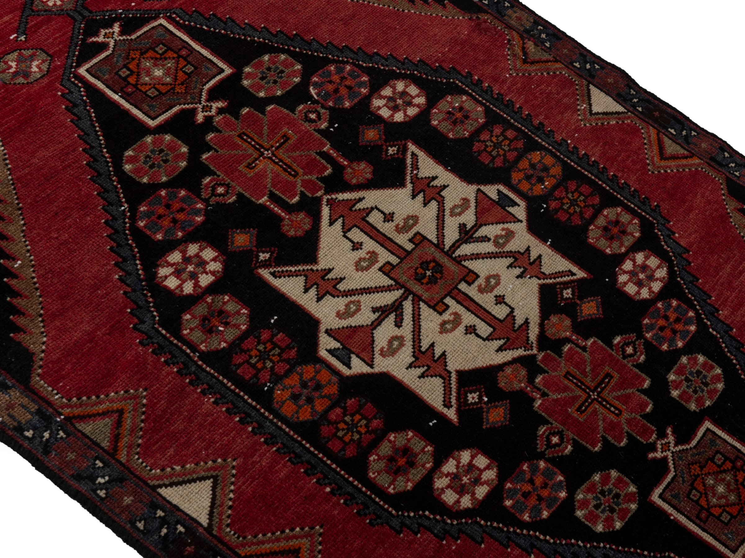 Persian Saveh accent rug in burgundy and black cherry, view 4 of 18