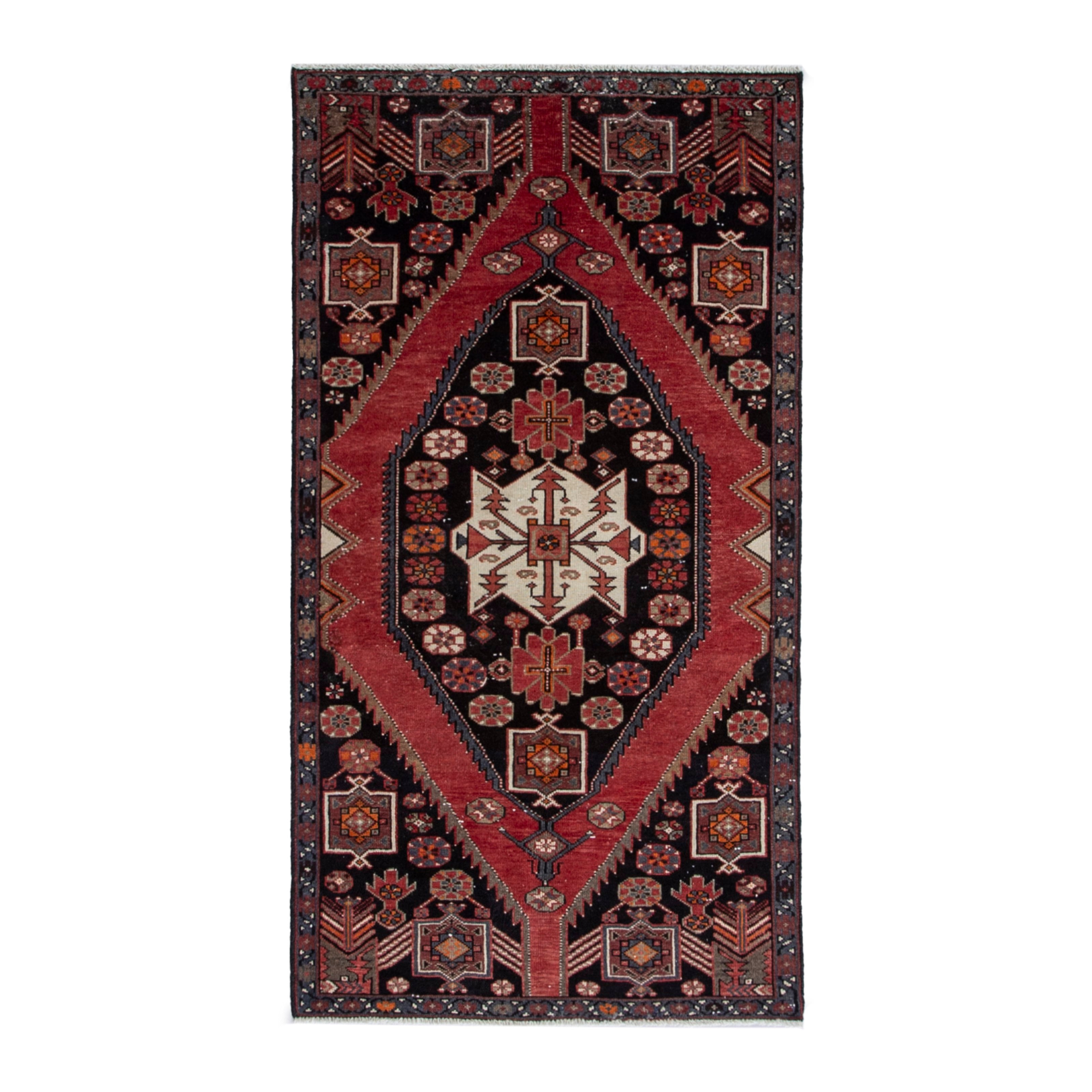 Persian Saveh accent rug in burgundy and black cherry, 3'5" x 6'1"