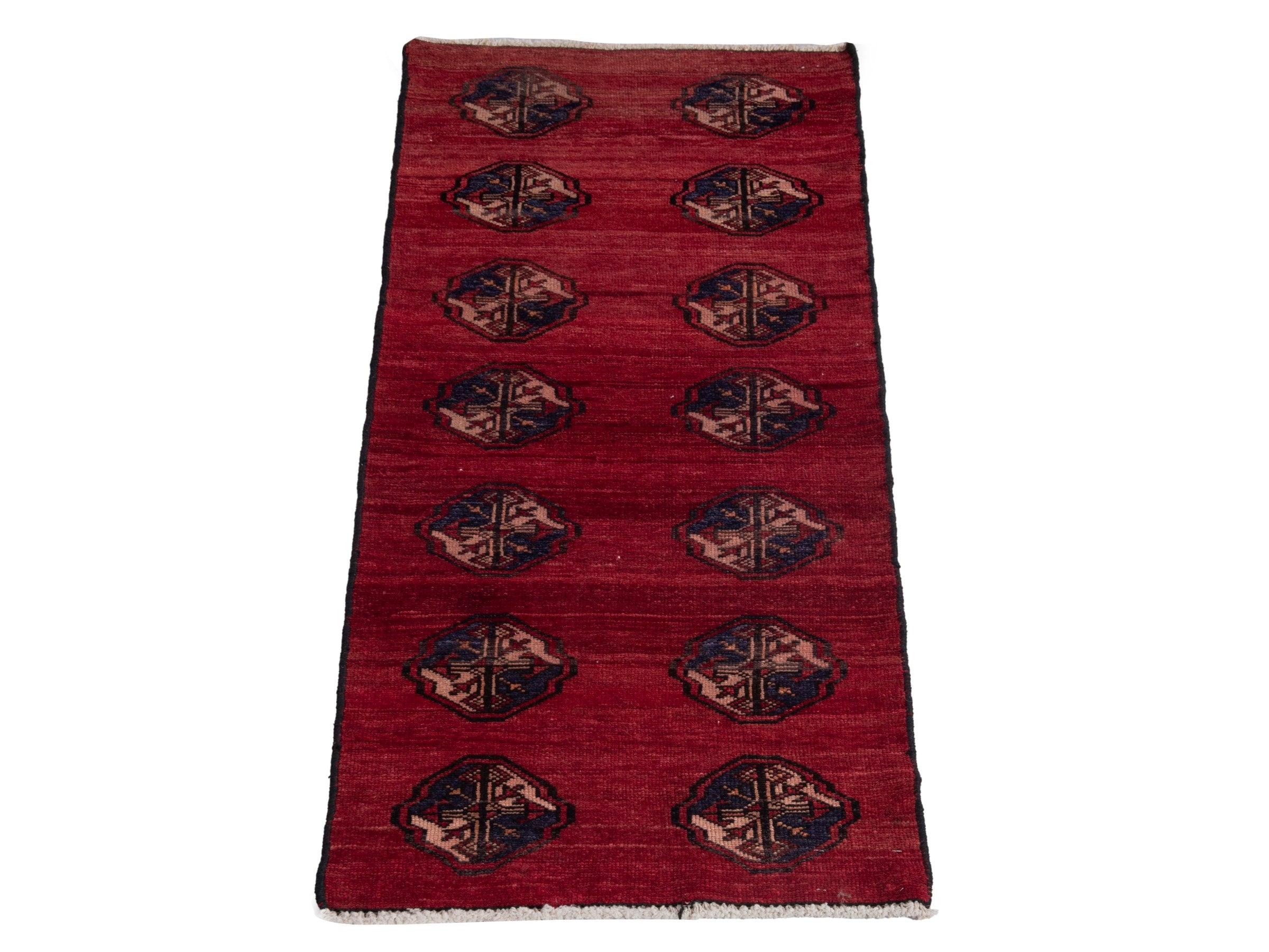 Persian Torkaman accent rug in deep red and burgundy, view 2 of 16