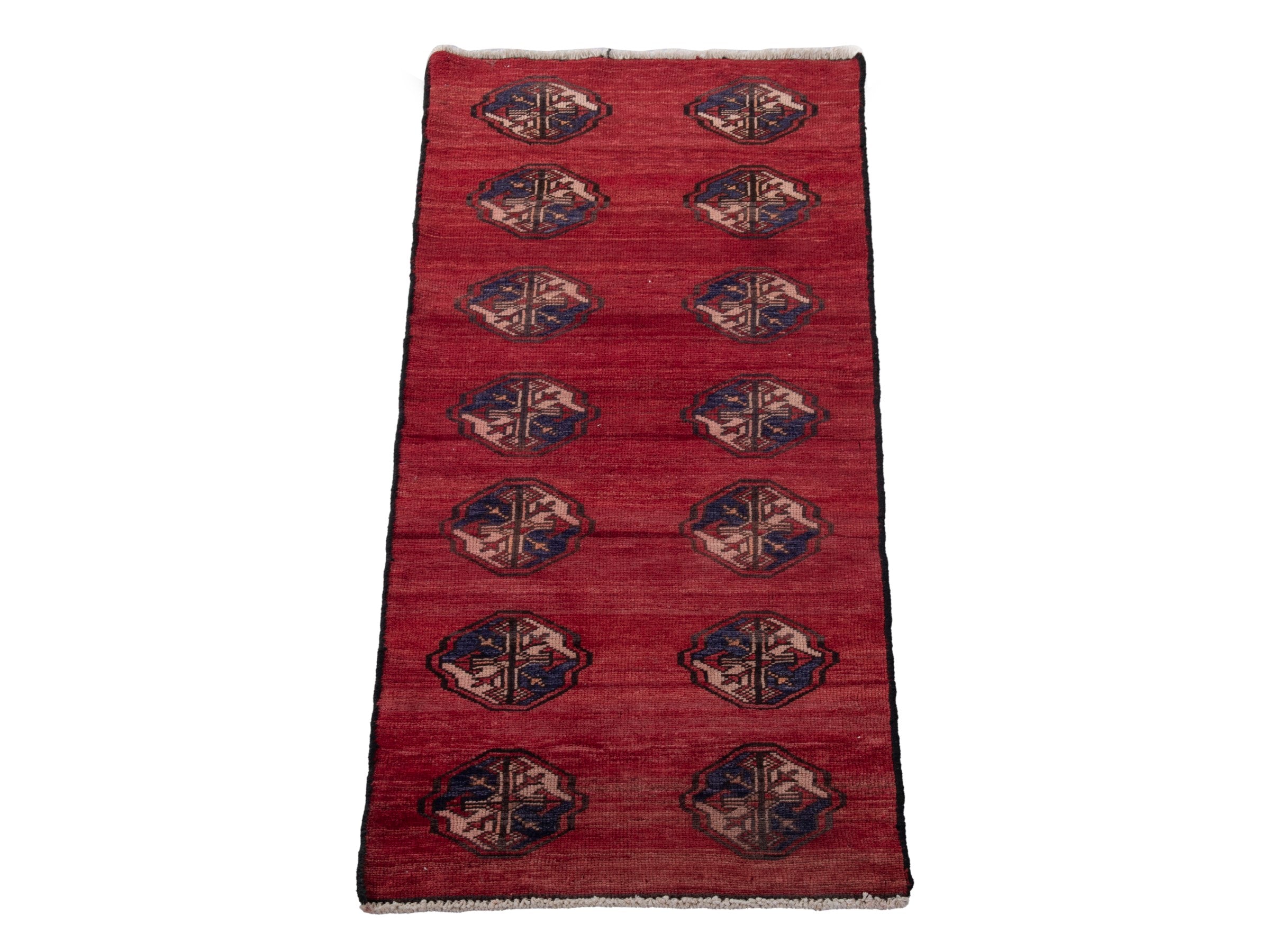 Persian Torkaman accent rug in deep red and burgundy, view 3 of 16