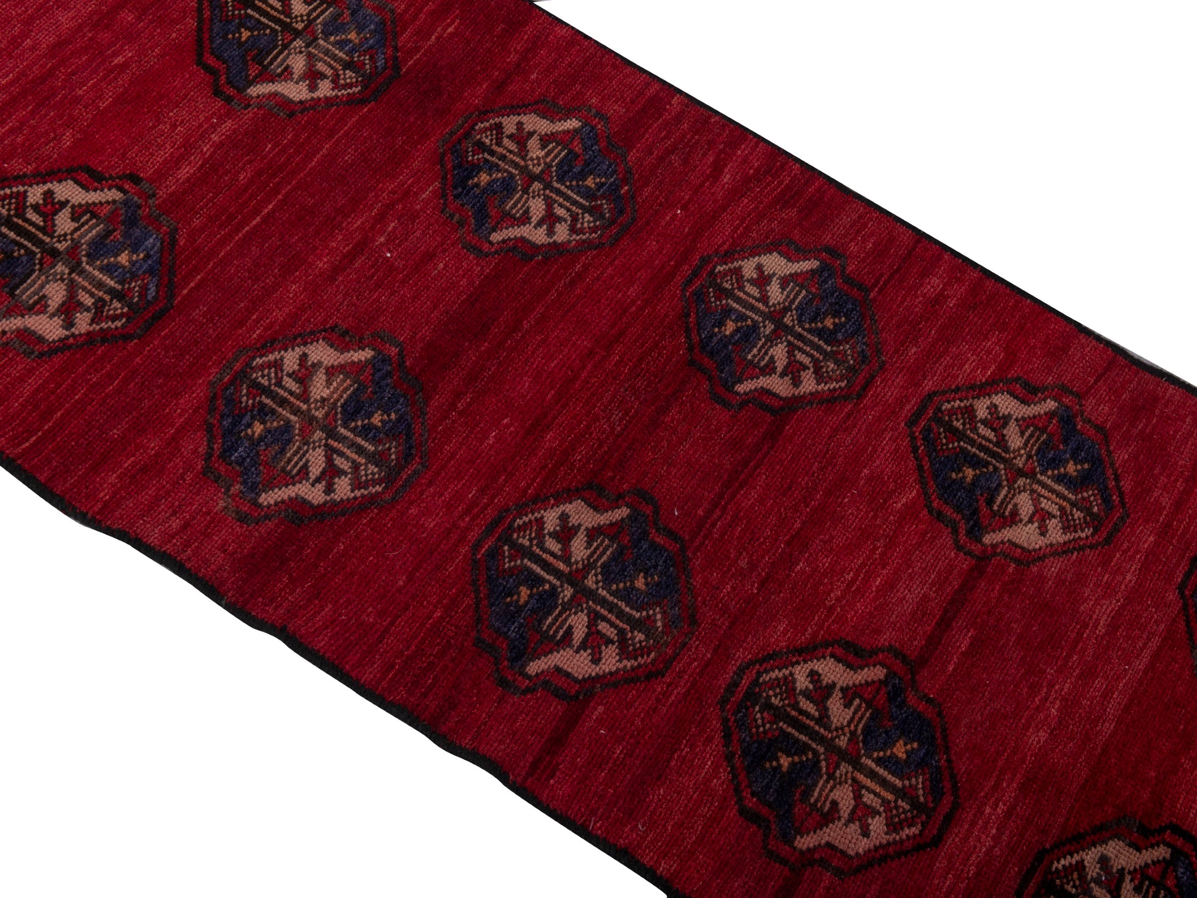 Persian Torkaman accent rug in deep red and burgundy, view 4 of 16