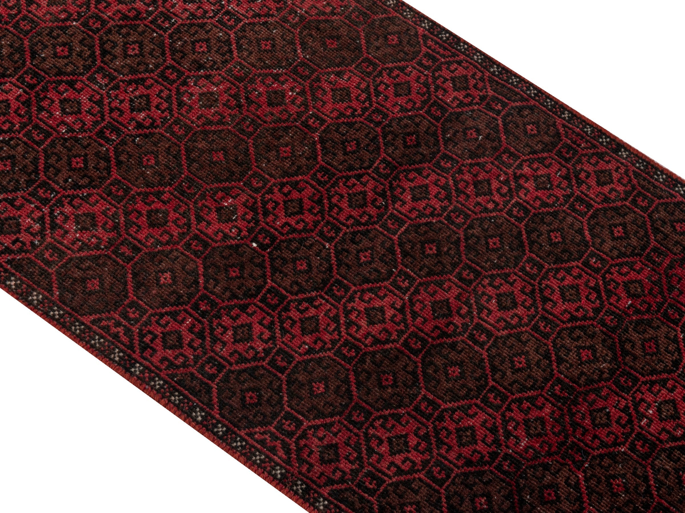 Persian Baluch accent rug in burgundy and faded red, view 4 of 18