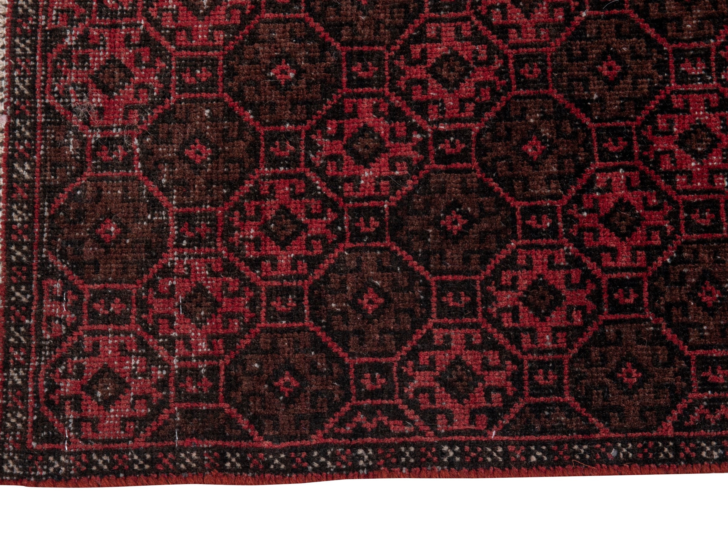 Persian Baluch accent rug in burgundy and faded red, view 5 of 18