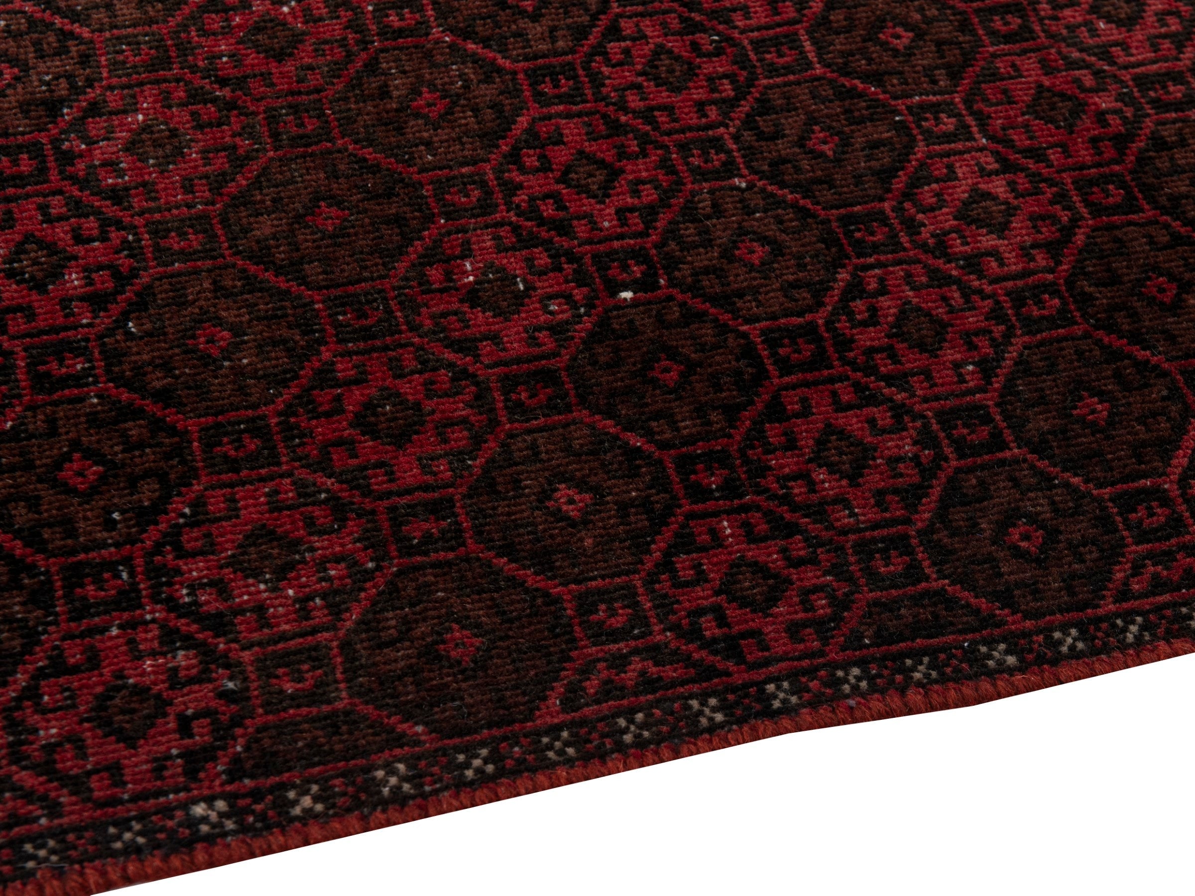 Persian Baluch accent rug in burgundy and faded red, view 8 of 18
