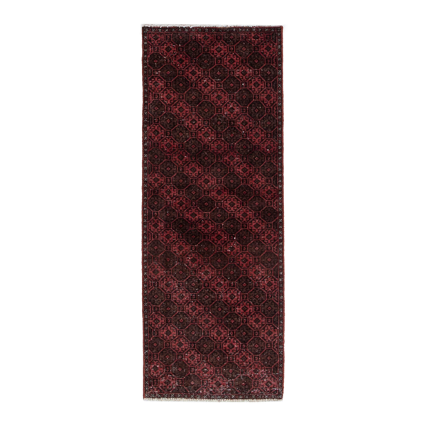 Persian Baluch runner rug in burgundy and faded red, 1'11" x 5'3"