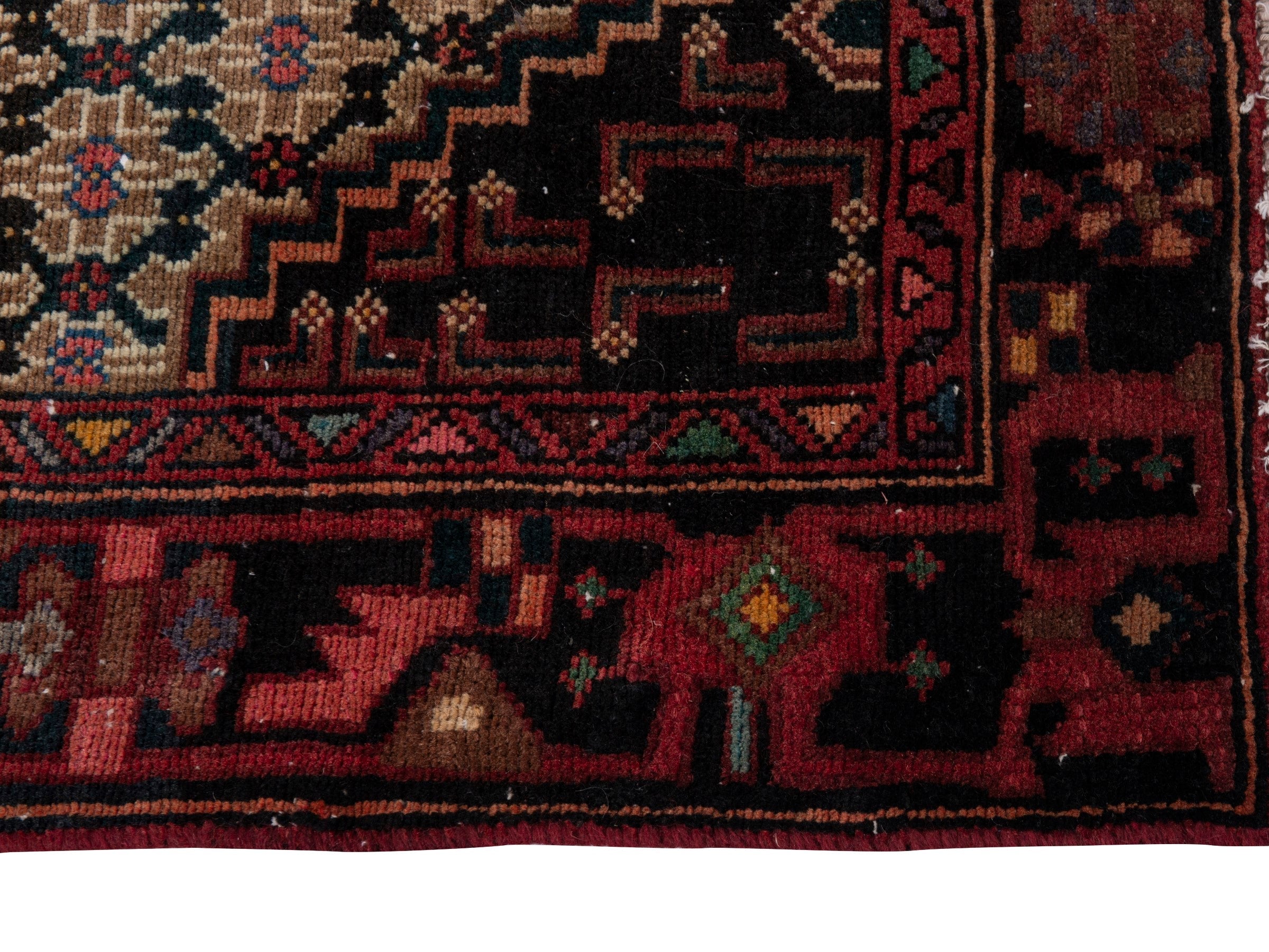 Persian Songhor accent rug in beige and burgundy, view 5 of 18