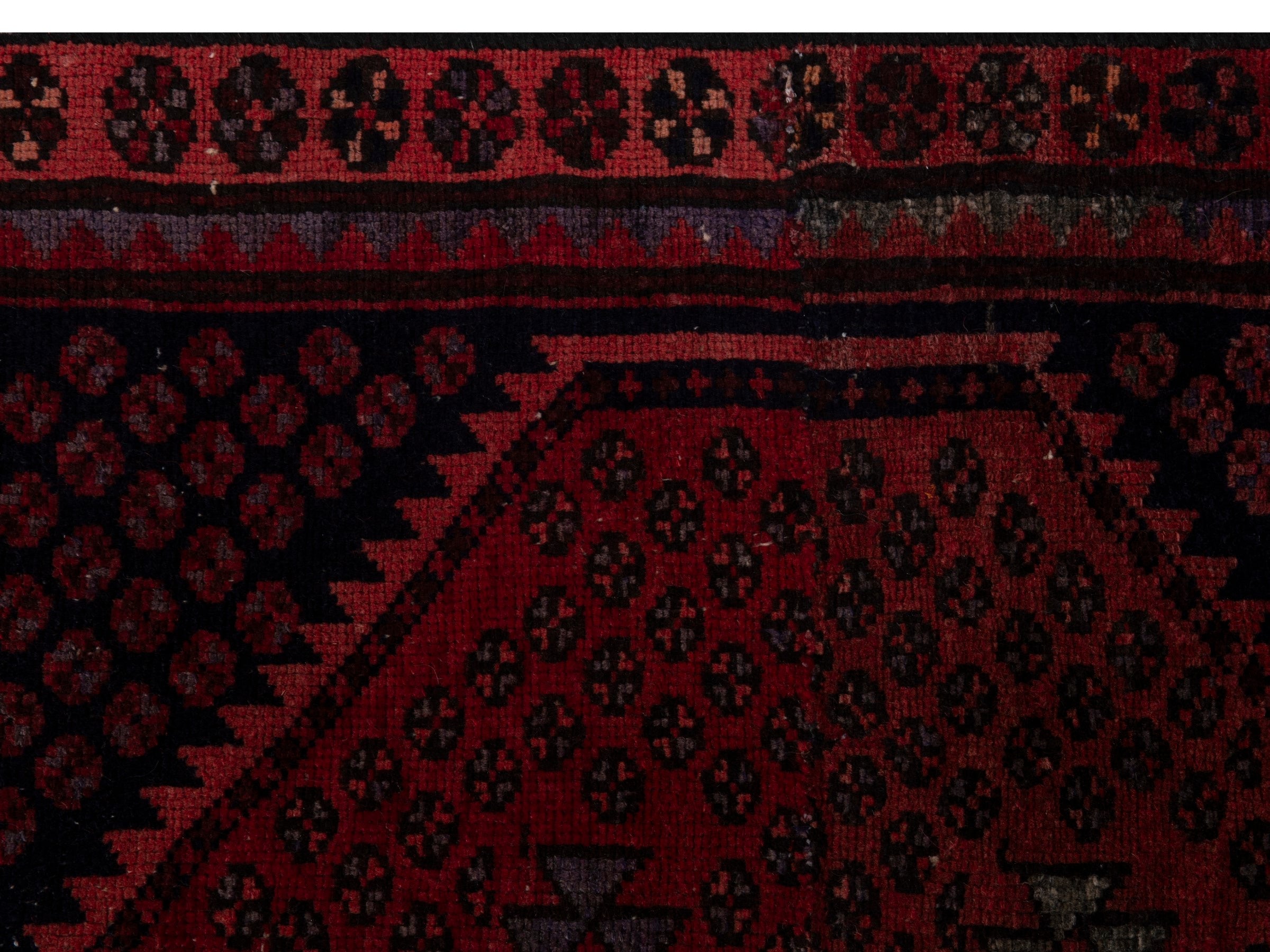 Persian Zanjan accent rug in navy and rust, view 13 of 17