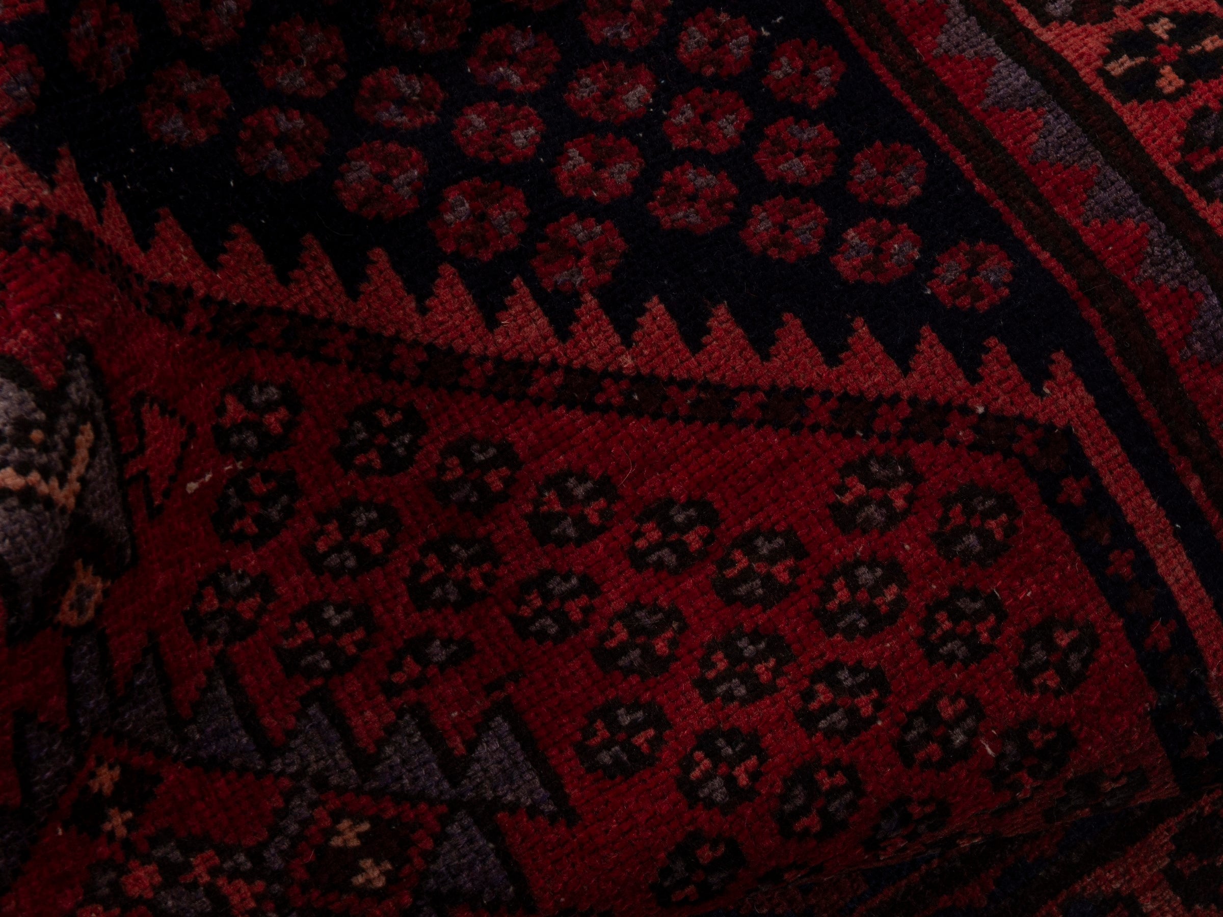 Persian Zanjan accent rug in navy and rust, view 15 of 17