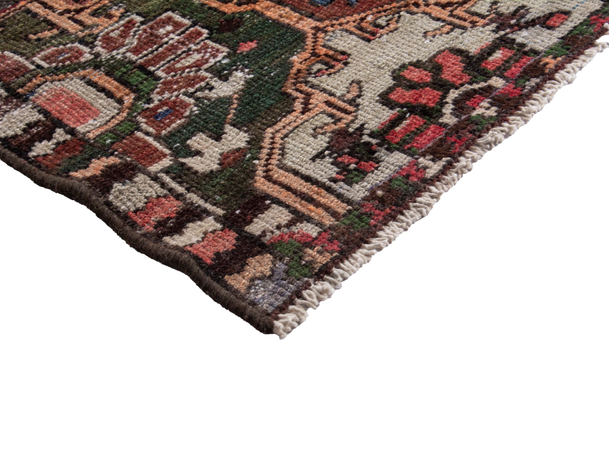 Persian Bakhtiari runner rug in deep red and cream, view 6 of 17