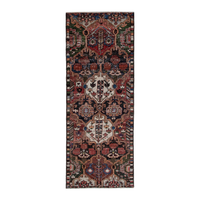 Persian Bakhtiari runner rug in deep red and cream, 3'7" x 8'4"