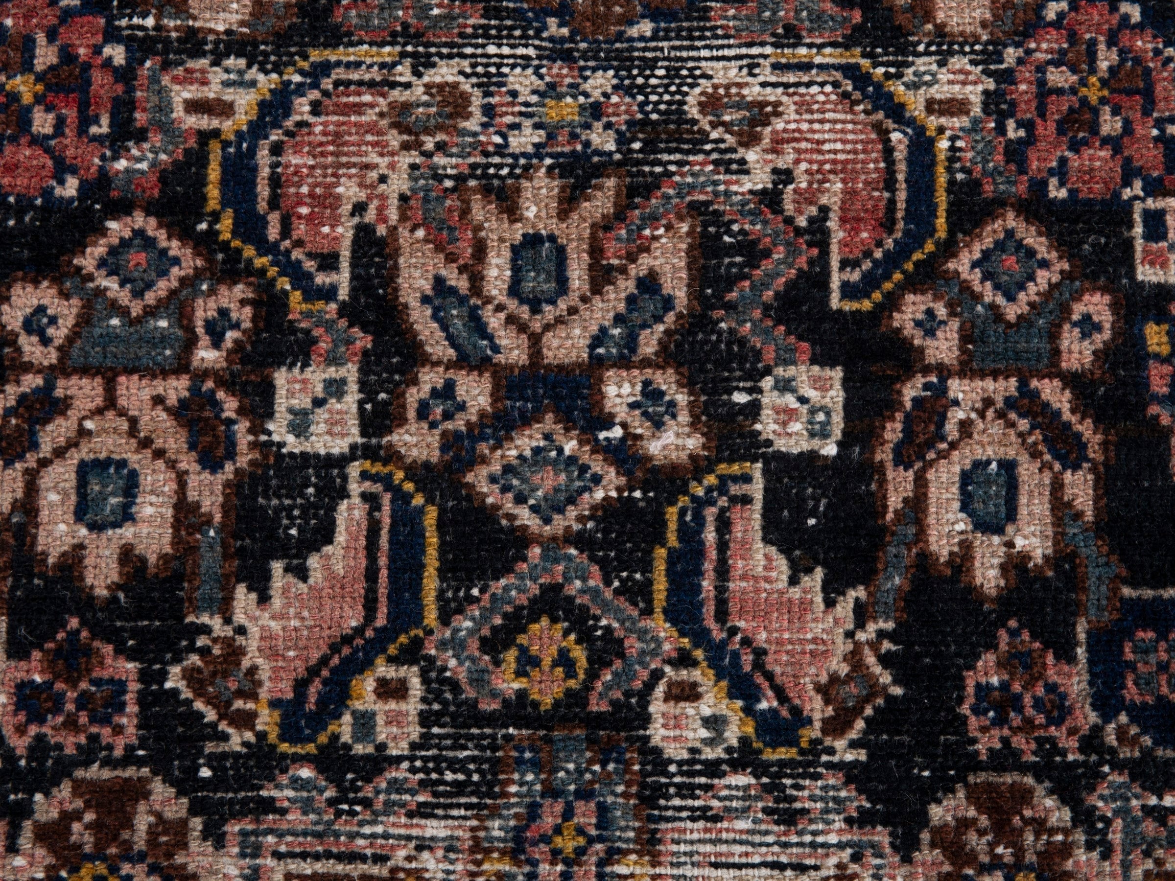 Persian Hamedan runner rug in navy and rose, view 11 of 17