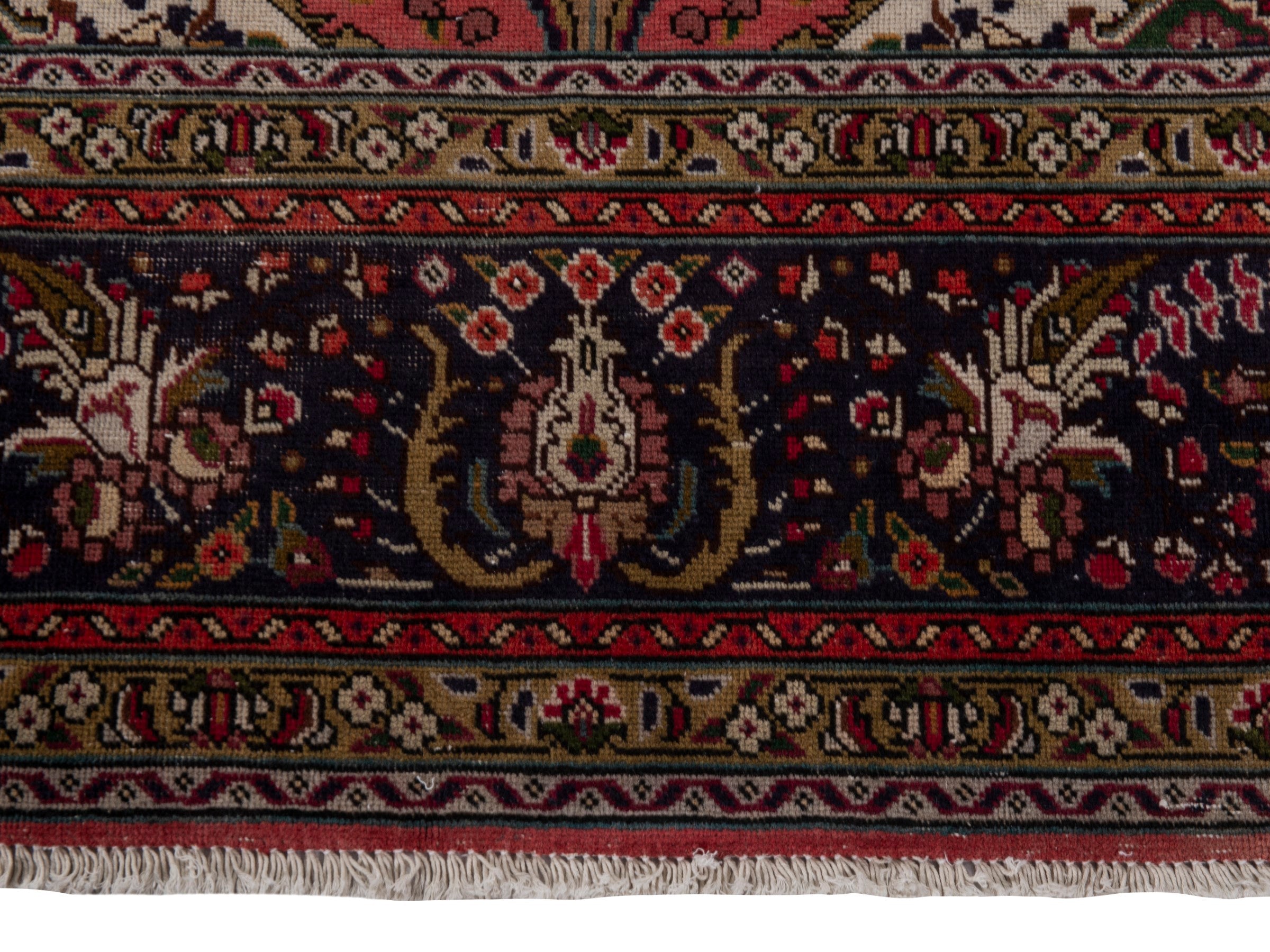 Persian Tabriz area rug in rust and navy, view 11 of 19