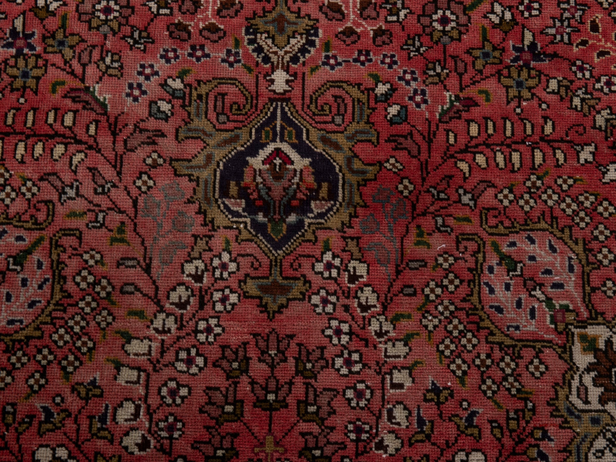 Persian Tabriz area rug in rust and navy, view 12 of 19