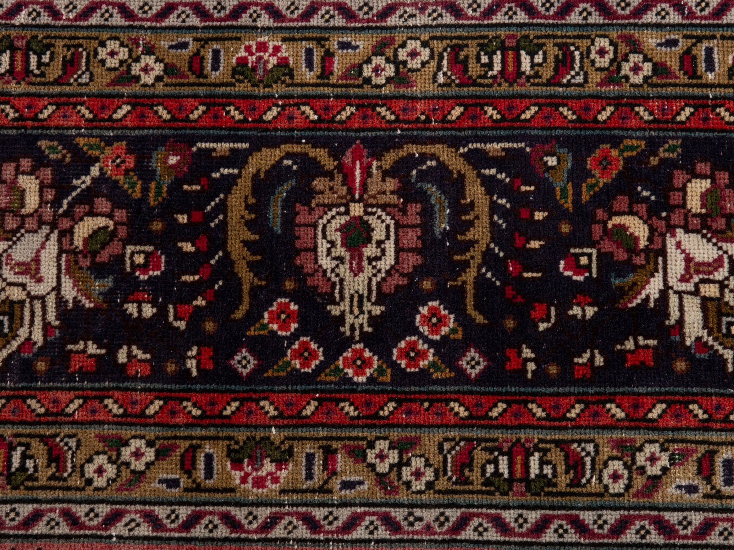 Persian Tabriz area rug in rust and navy, view 15 of 19