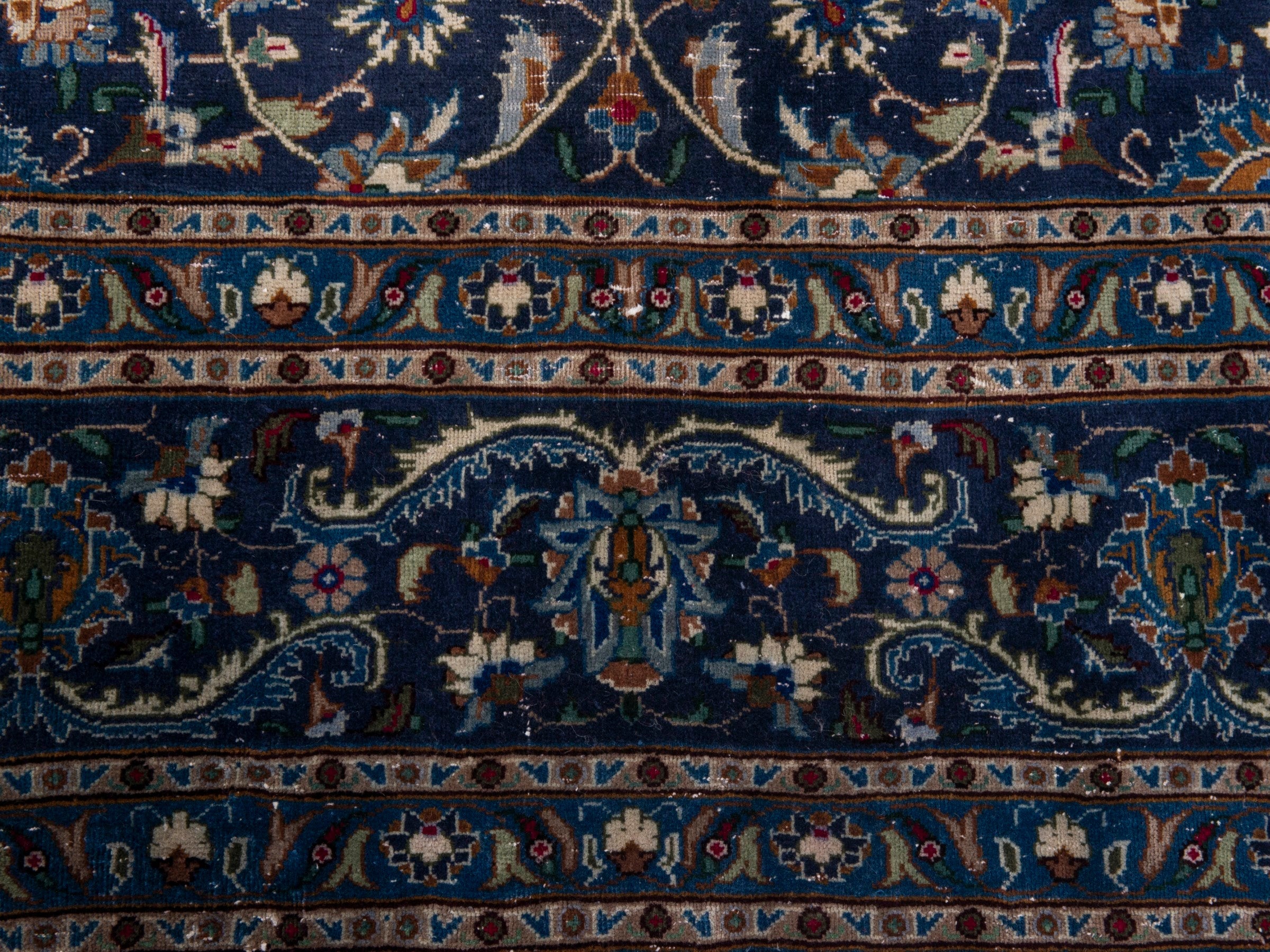 Persian Kashmar oversized rug in navy and antique gold, view 11 of 21