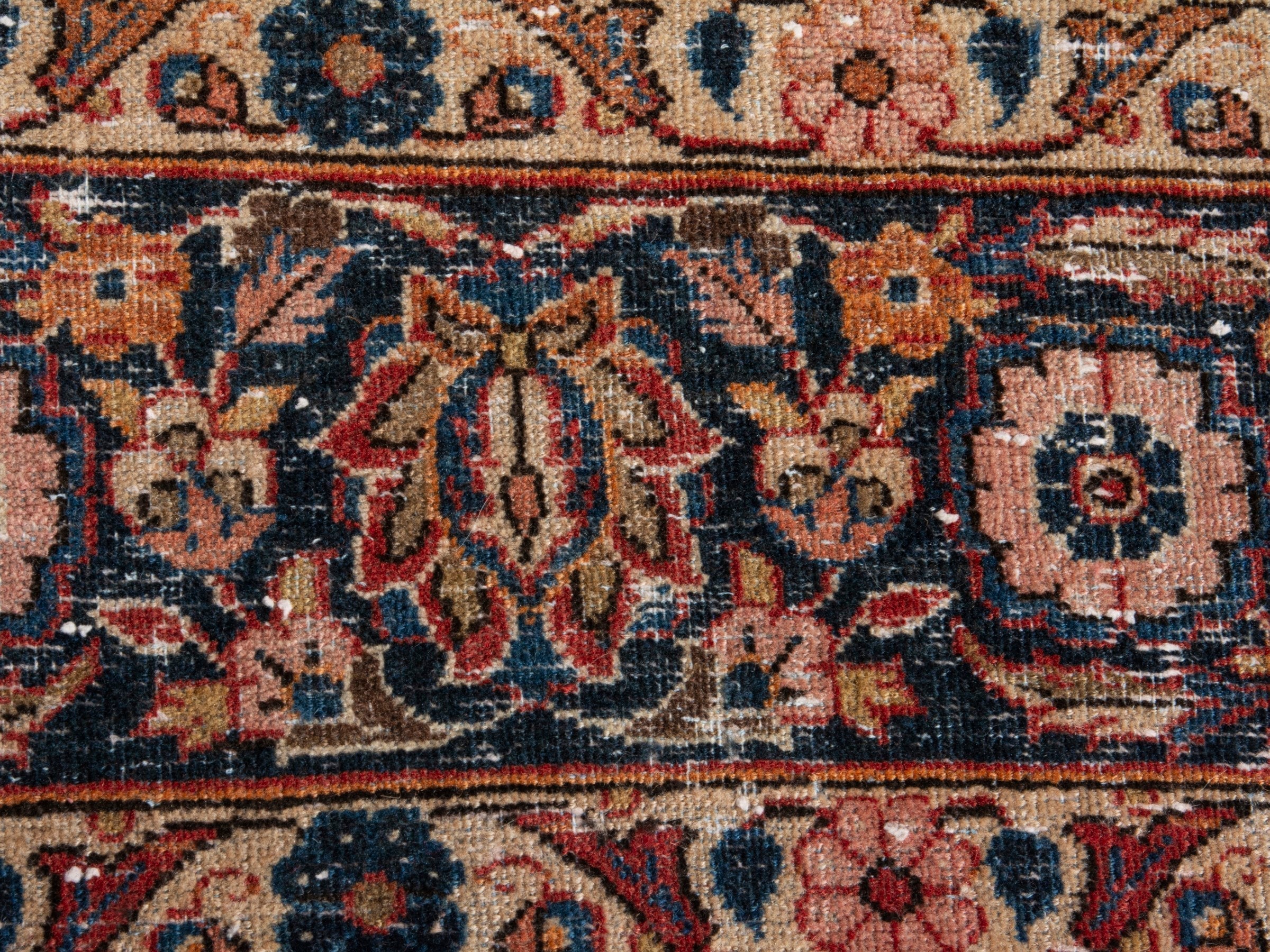 Persian Kashan oversized rug in rust and navy, view 11 of 20