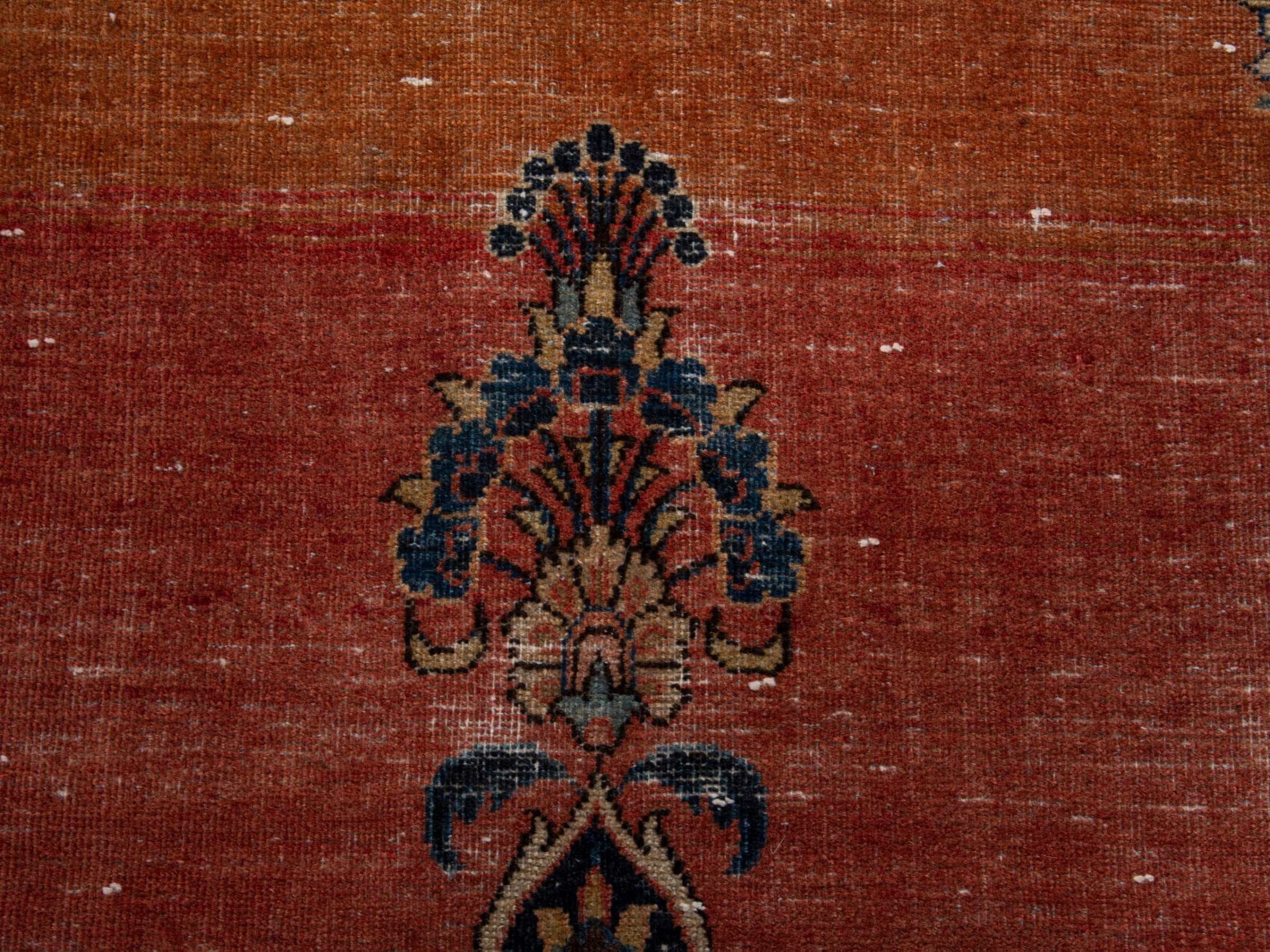 Persian Kashan oversized rug in rust and navy, view 12 of 20