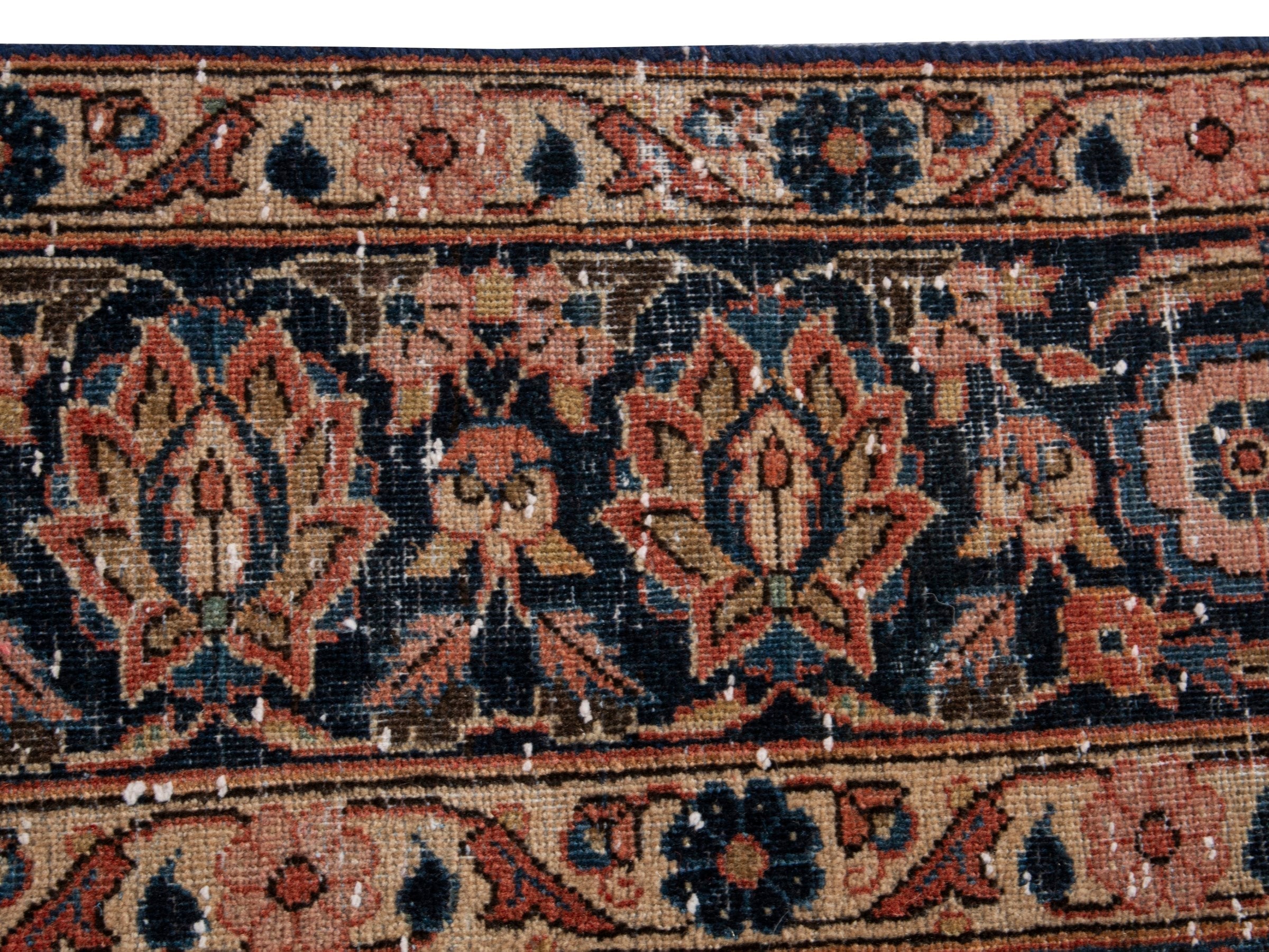 Persian Kashan oversized rug in rust and navy, view 15 of 20