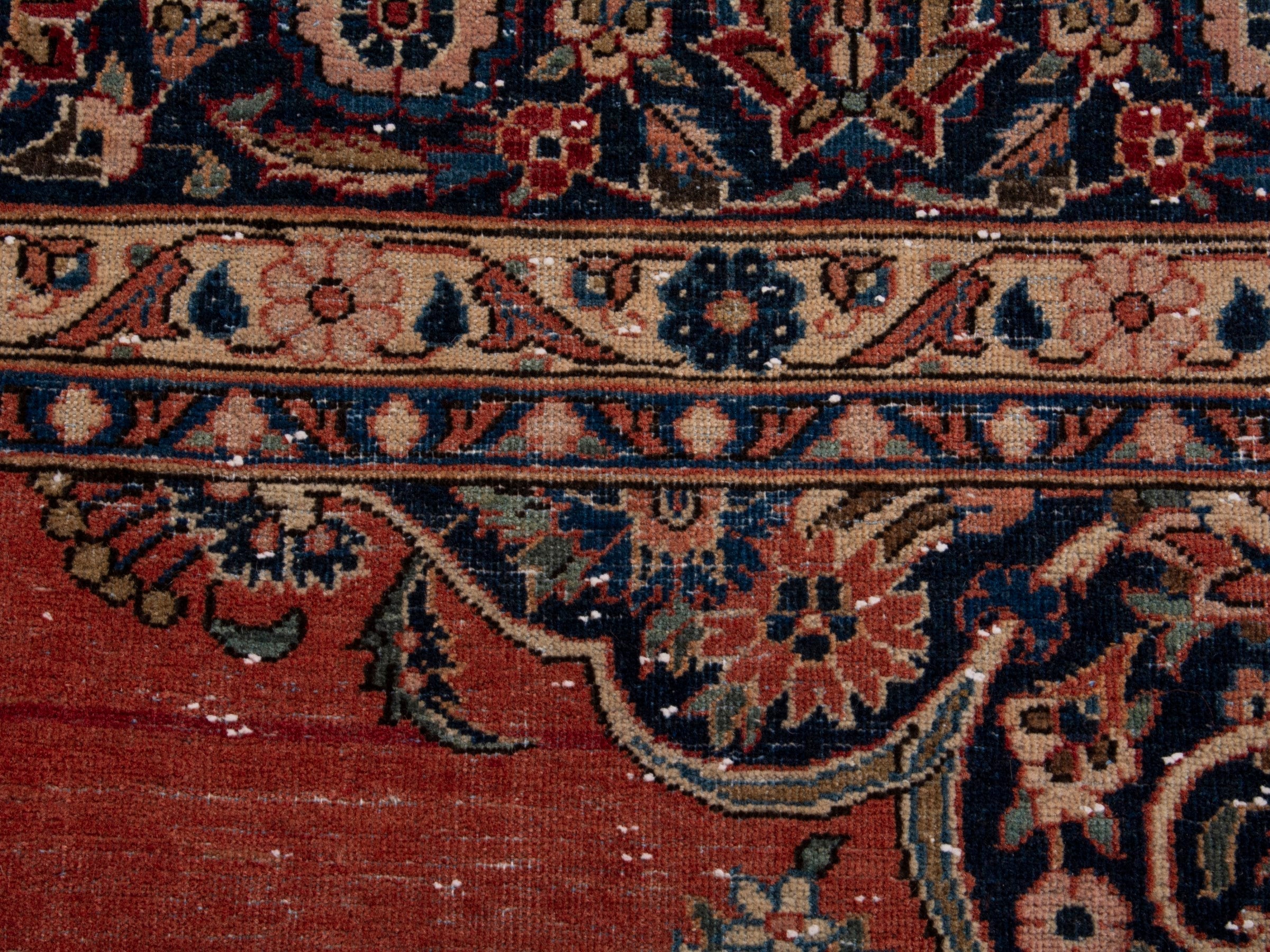 Persian Kashan oversized rug in rust and navy, view 16 of 20