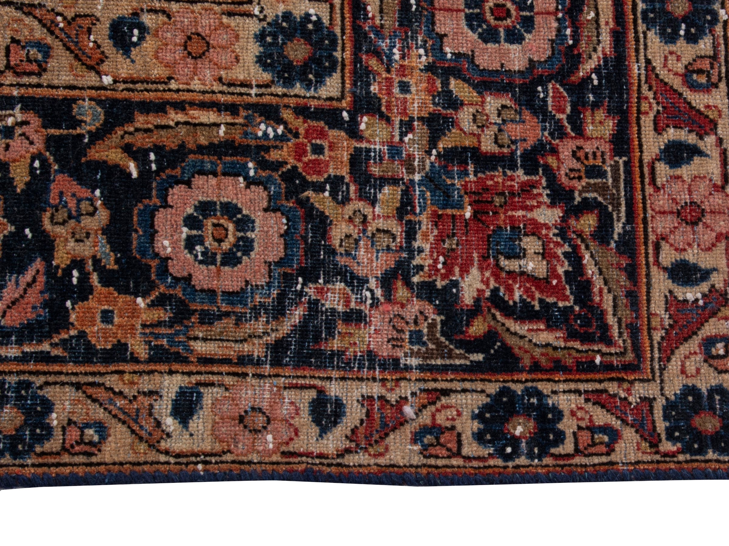 Persian Kashan oversized rug in rust and navy, view 5 of 20