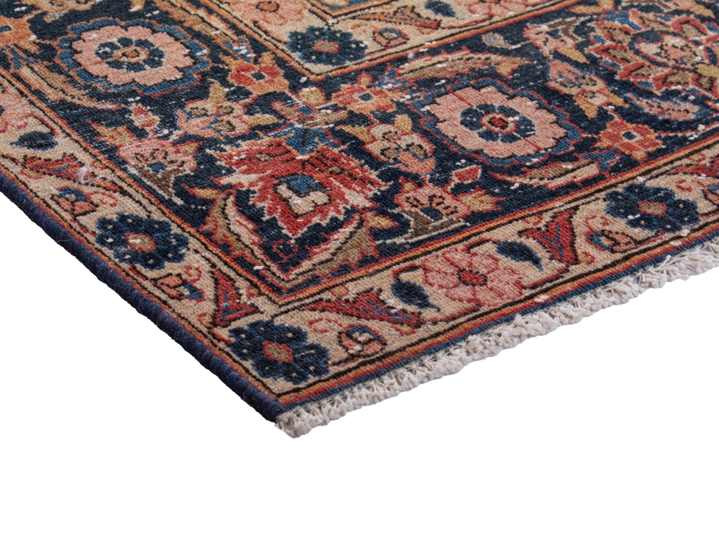 Persian Kashan oversized rug in rust and navy, view 6 of 20