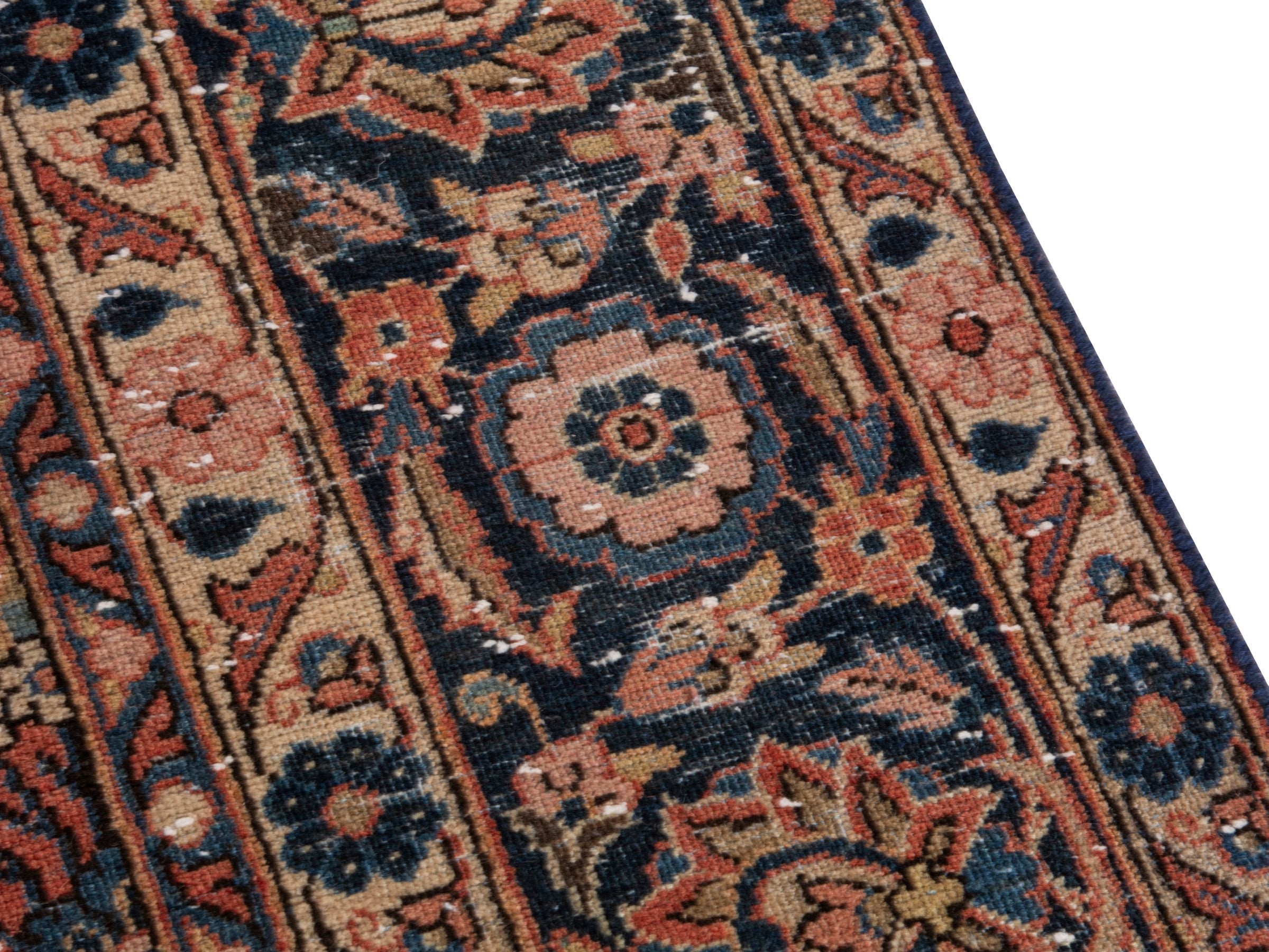 Persian Kashan oversized rug in rust and navy, view 7 of 20