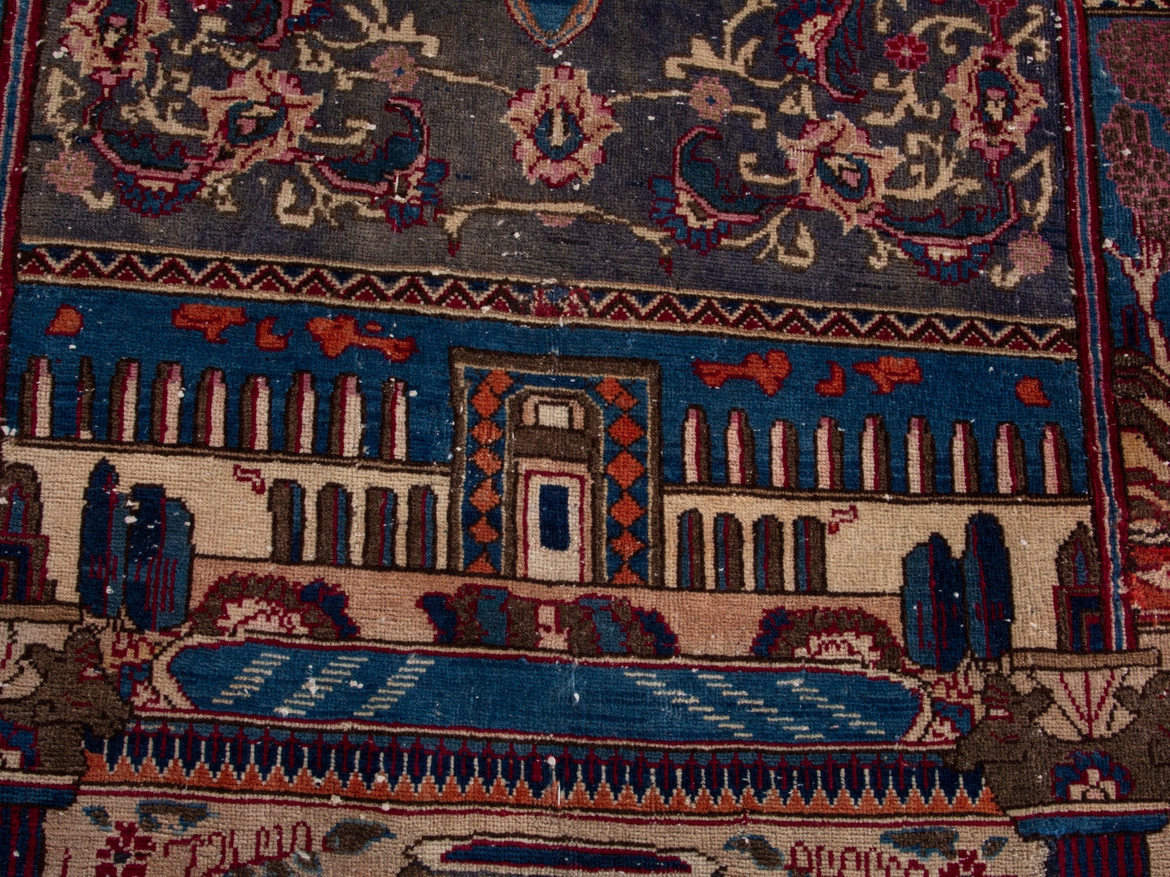 Persian Kashmar area rug in burgundy and cream, view 11 of 18