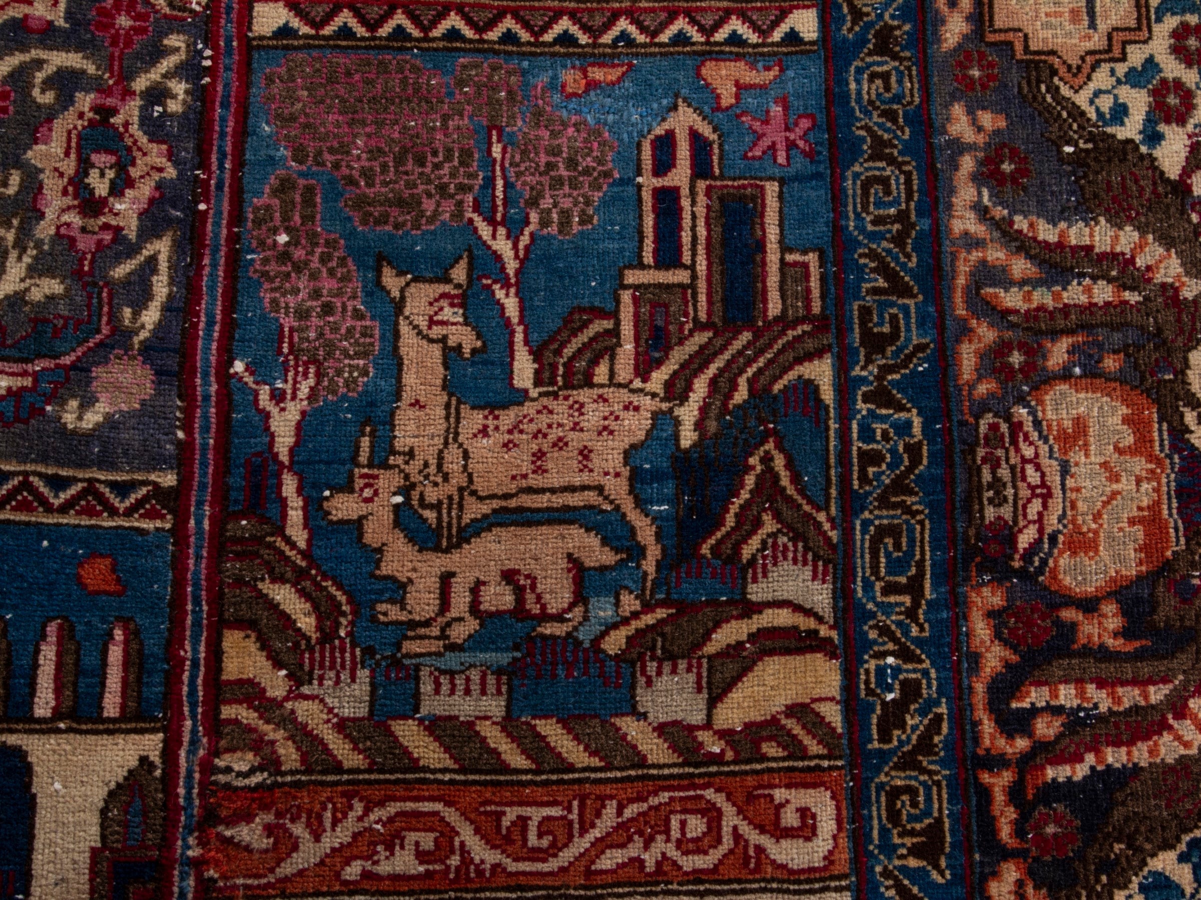 Persian Kashmar area rug in burgundy and cream, view 12 of 18
