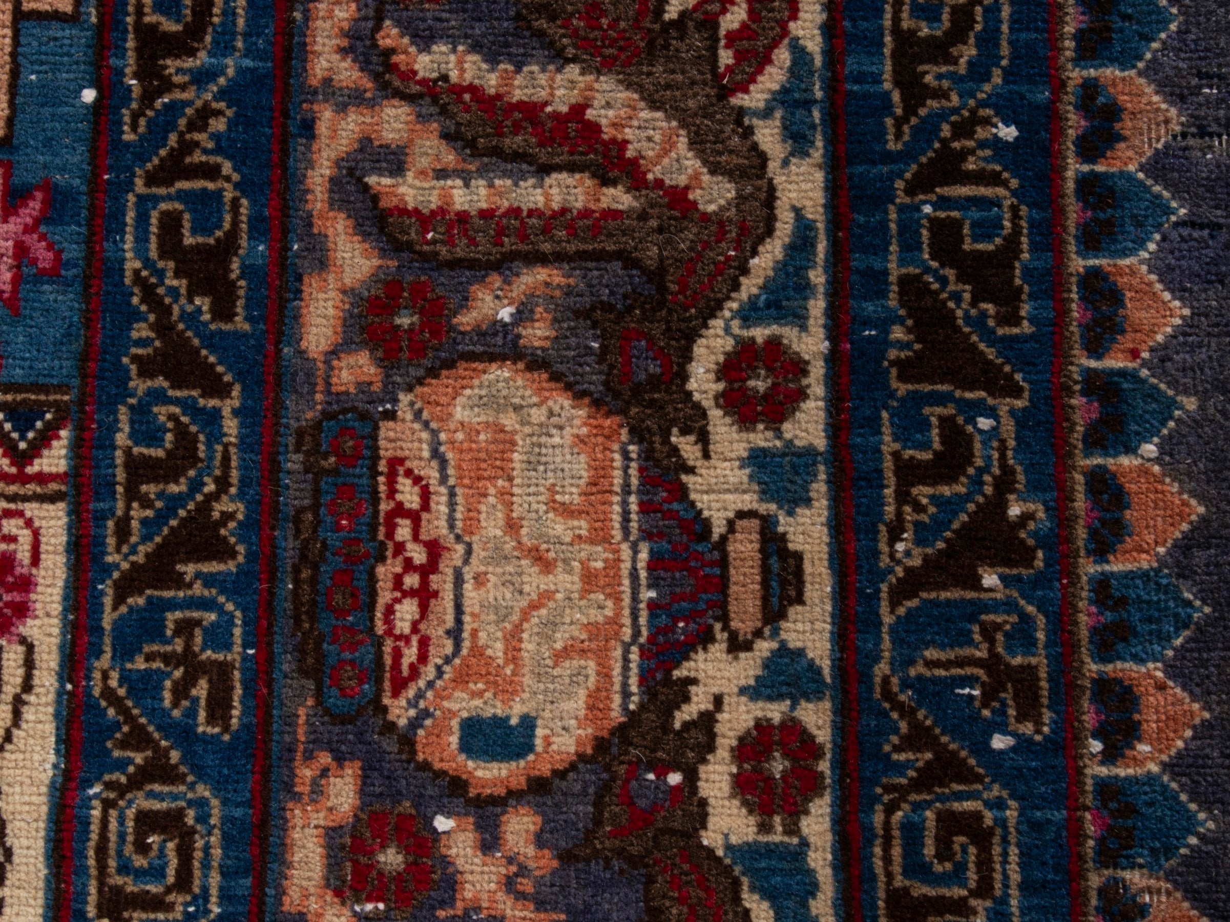 Persian Kashmar area rug in burgundy and cream, view 14 of 18