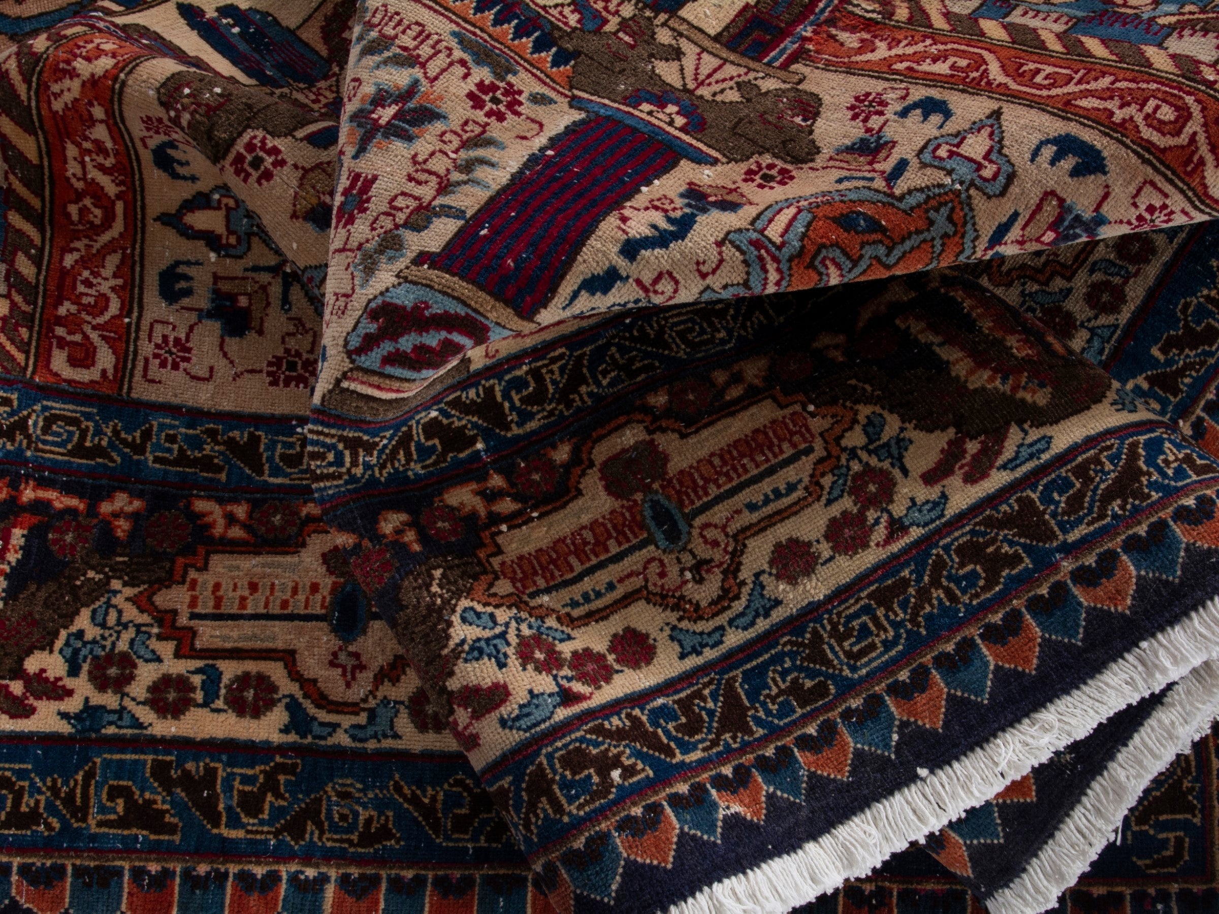Persian Kashmar area rug in burgundy and cream, view 17 of 18