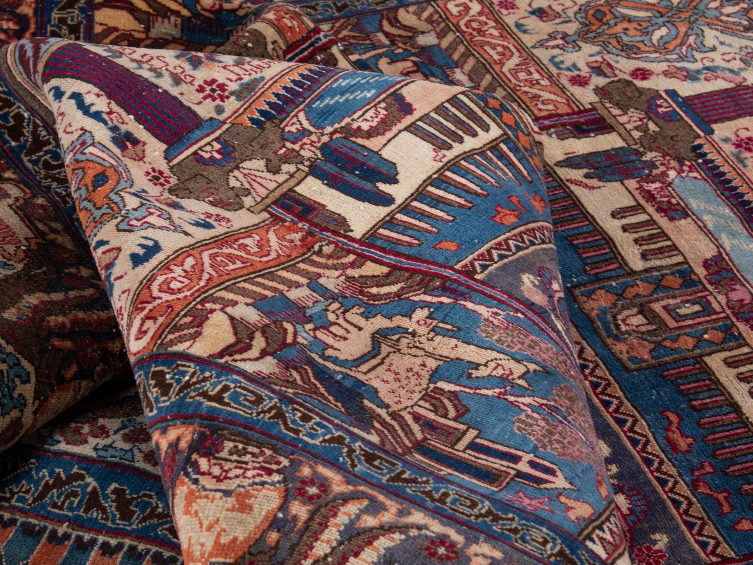 Persian Kashmar area rug in burgundy and cream, view 18 of 18