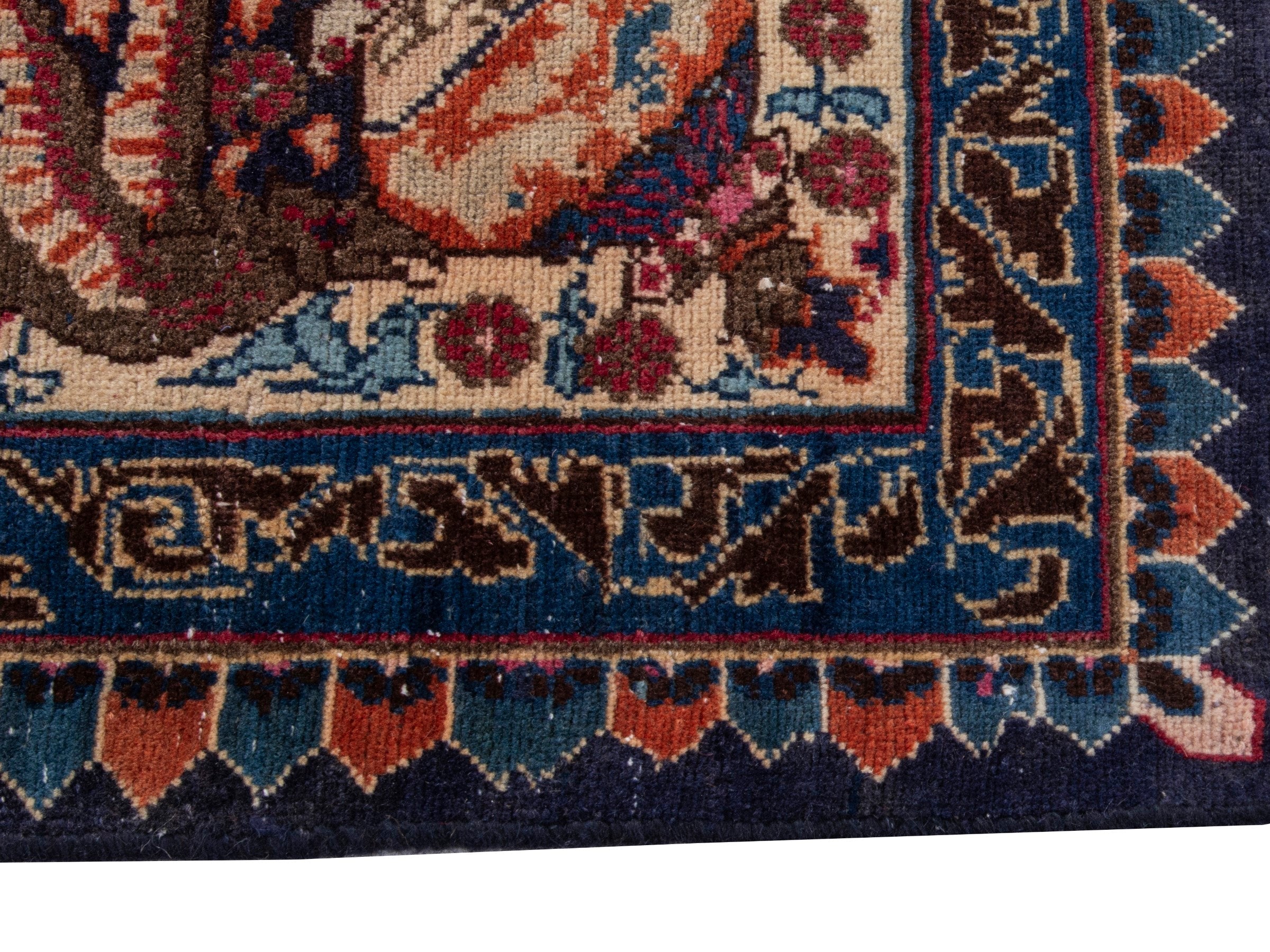 Persian Kashmar area rug in burgundy and cream, view 5 of 18