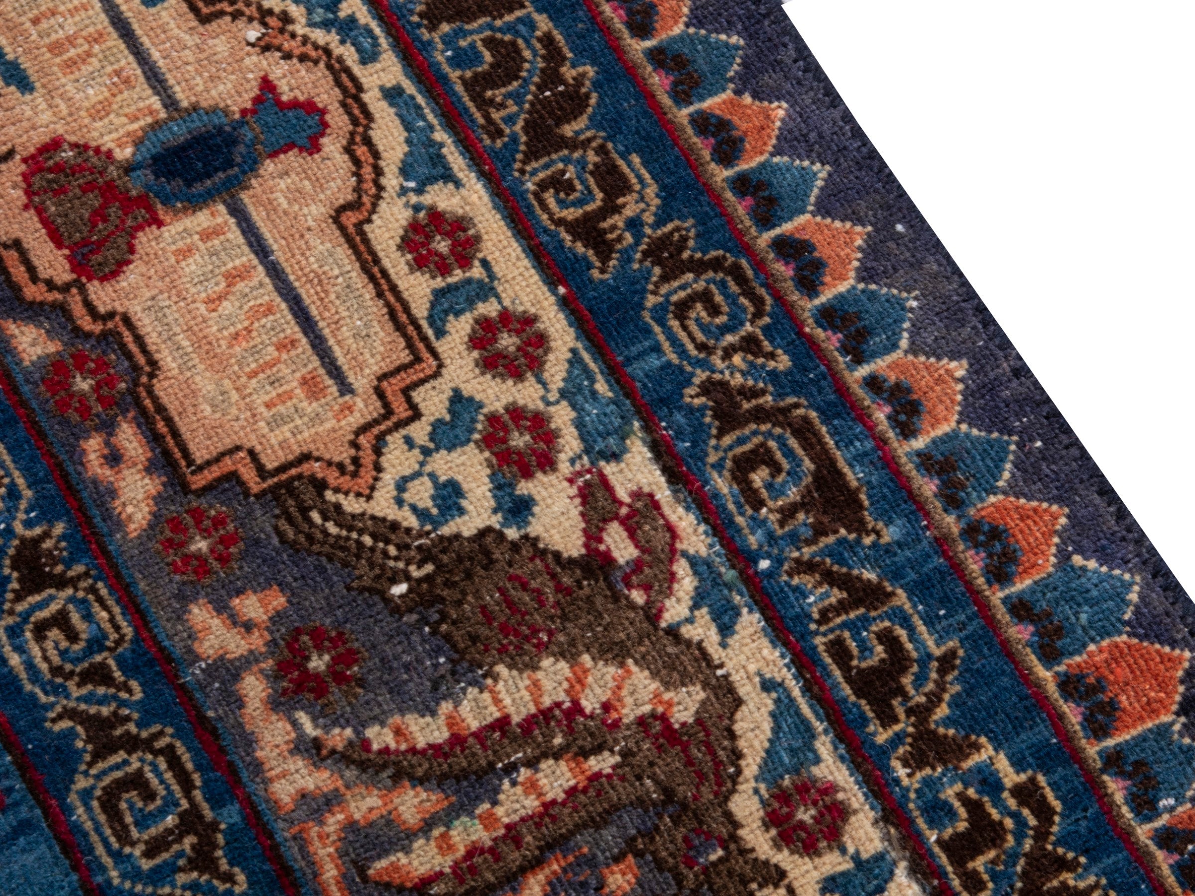 Persian Kashmar area rug in burgundy and cream, view 7 of 18