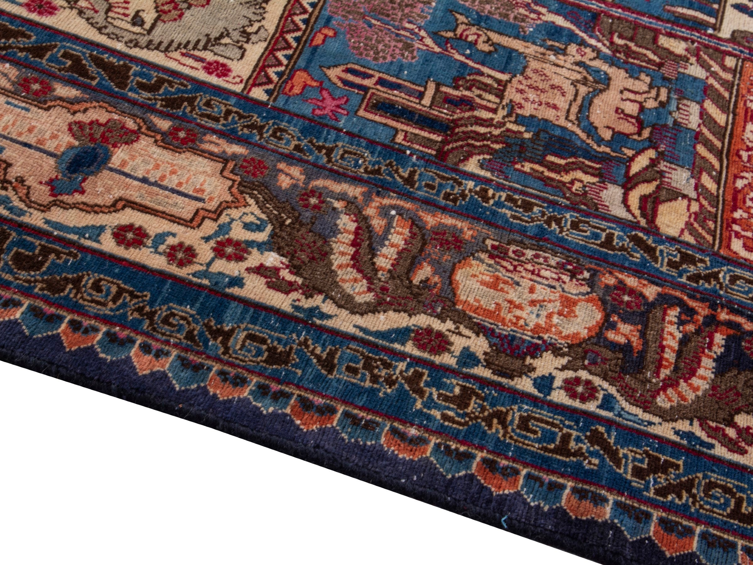 Persian Kashmar area rug in burgundy and cream, view 8 of 18